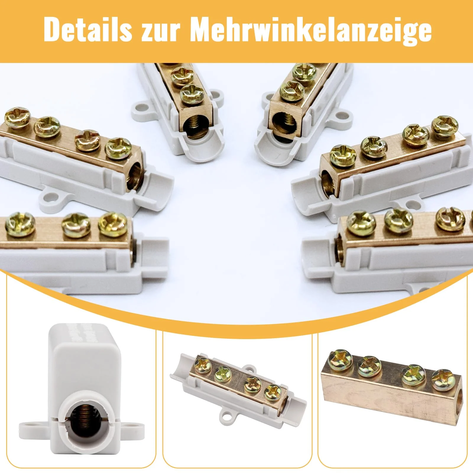 Xerteam 12 Pairs of Wire Connectors, Butt Connectors Made of Brass Double Screws Suitable for 2.5 to 16 mm² Wire, ABS Housing High Performance Connection Clamp (1000 V 100 A) - Image 4