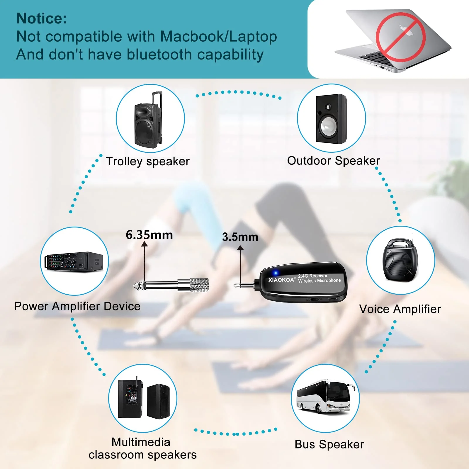 XIAOKOA 2.4G Wireless Microphone Headset, 50m Stable Transmission, Dual Micro USB Charging, Compatible with PA Systems - Image 3