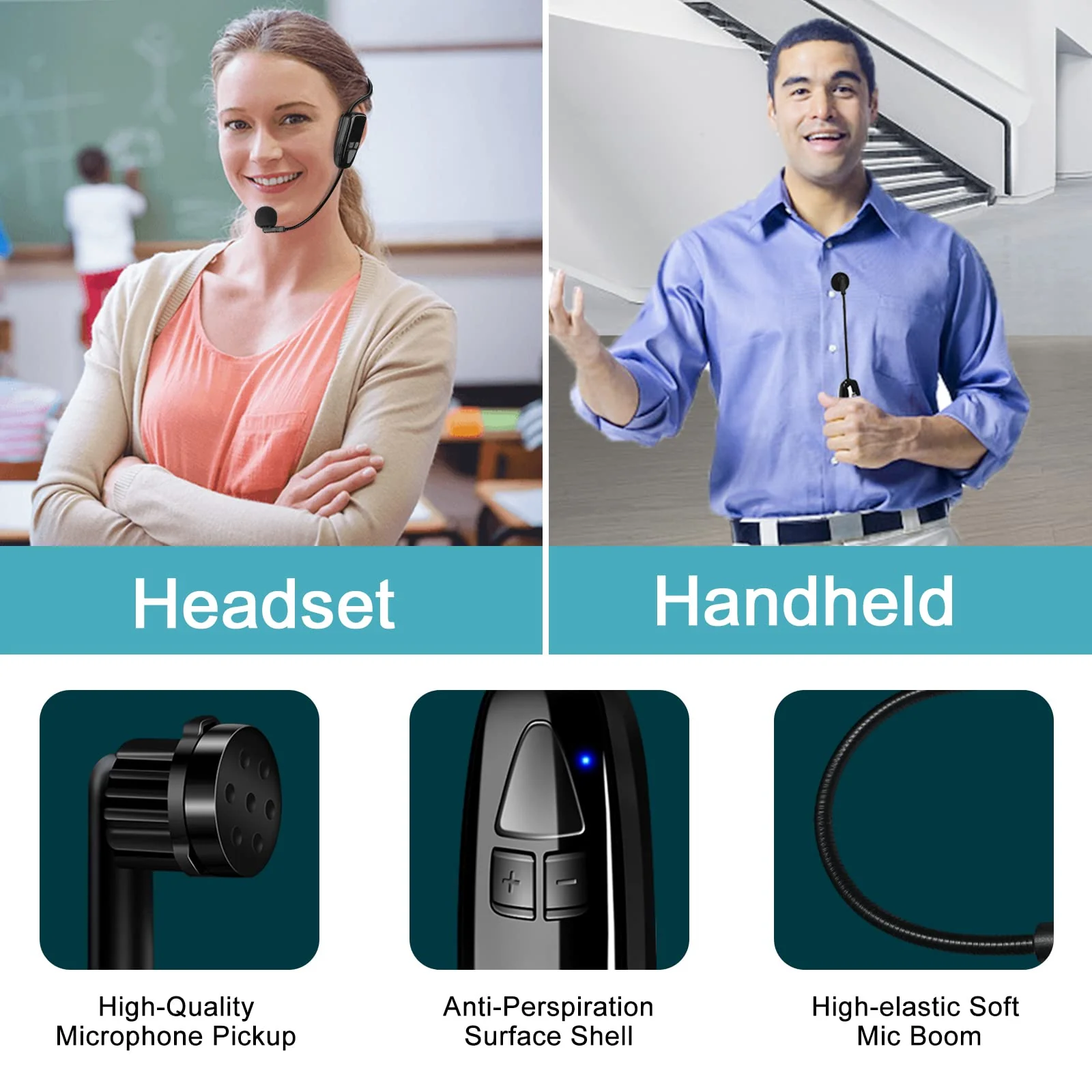 XIAOKOA 2.4G Wireless Microphone Headset, 50m Stable Transmission, Dual Micro USB Charging, Compatible with PA Systems - Image 4