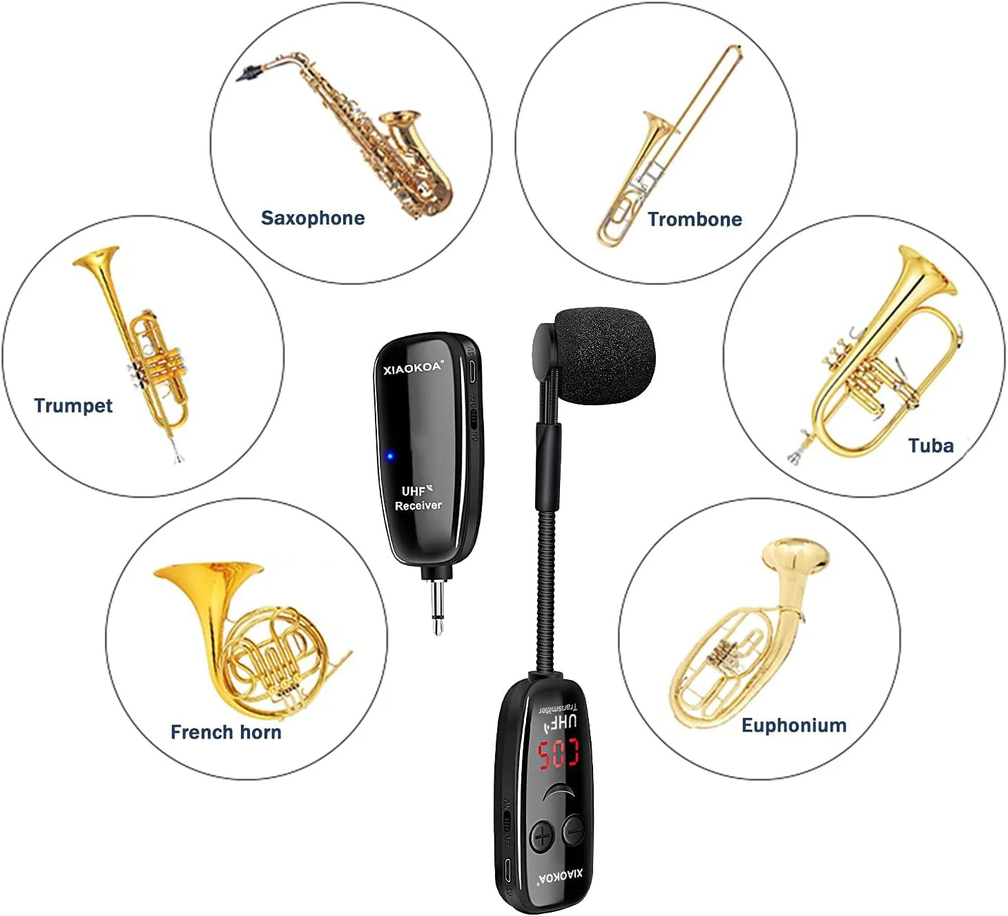 XIAOKOA Wireless Microphone for Saxophone, UHF Wireless Microphone for Musical Instruments, Wireless Receiver and Transmitter for Saxophone/Trumpet/Trombone/Clarinet - Image 6