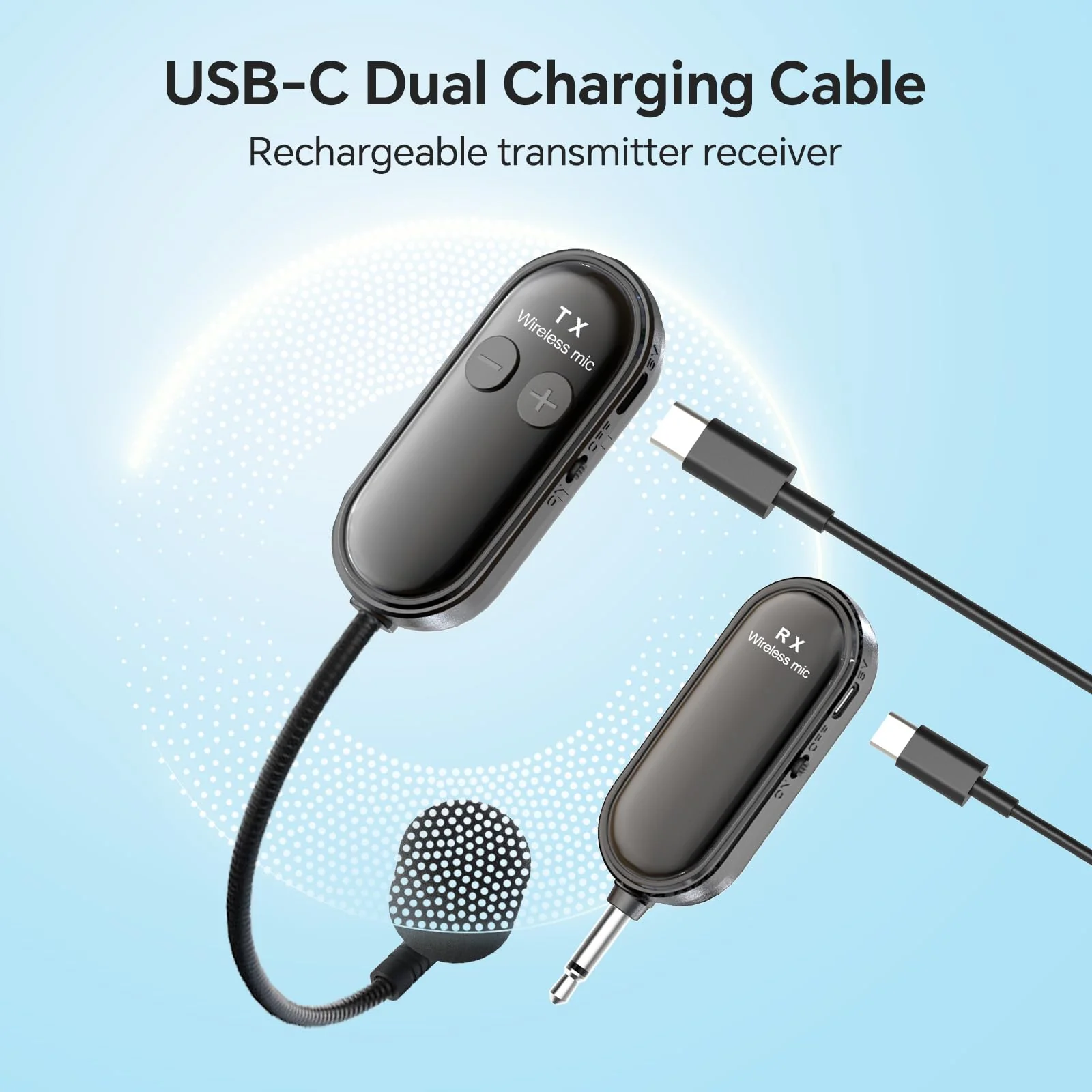 XIAOKOA Wireless Microphone Headset, 2.4G Head Microphones System, USB-C Charging, 100 Feet Range, for Teaching Fitness Instructor Tour Guide - Image 3