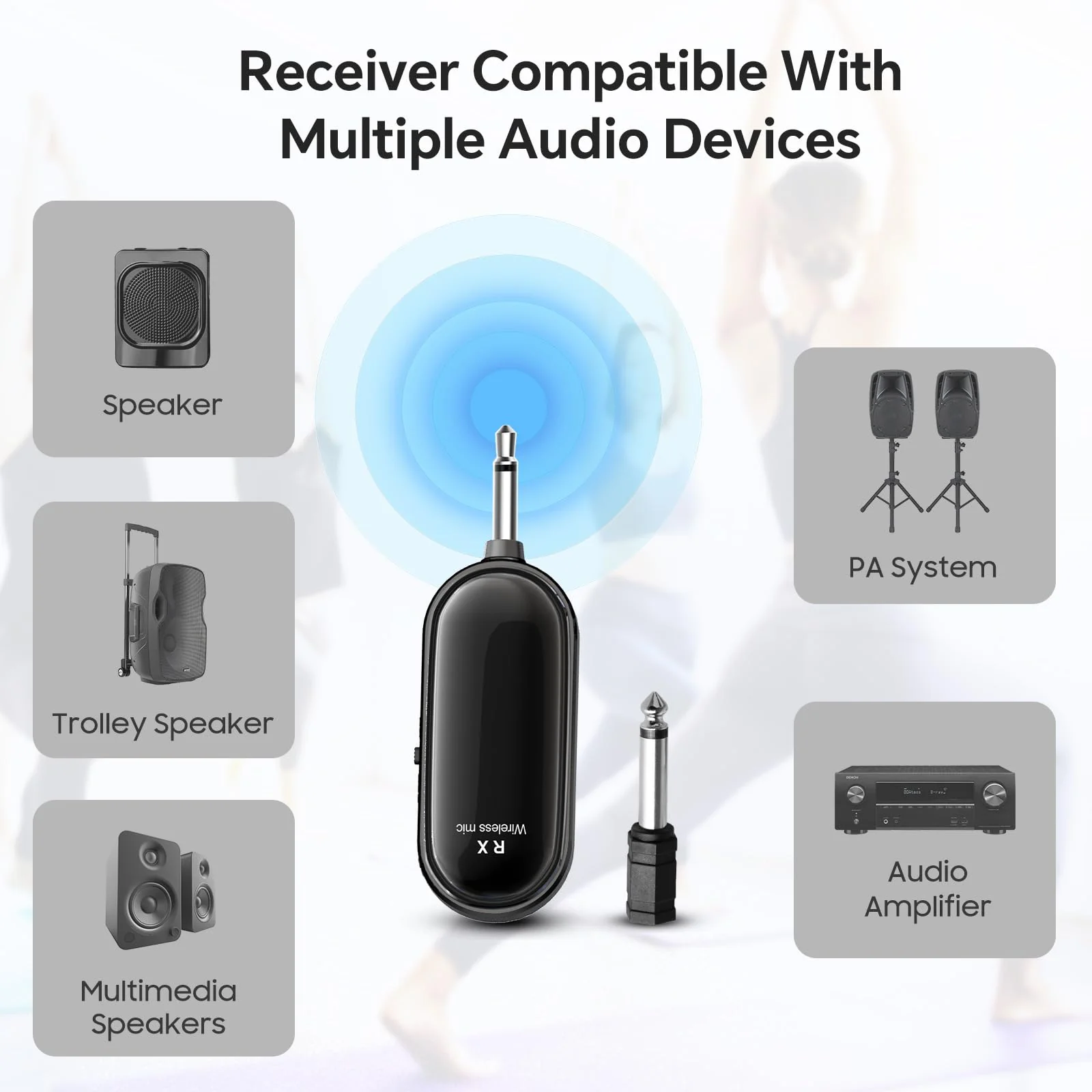 XIAOKOA Wireless Microphone Headset, 2.4G Head Microphones System, USB-C Charging, 100 Feet Range, for Teaching Fitness Instructor Tour Guide - Image 5