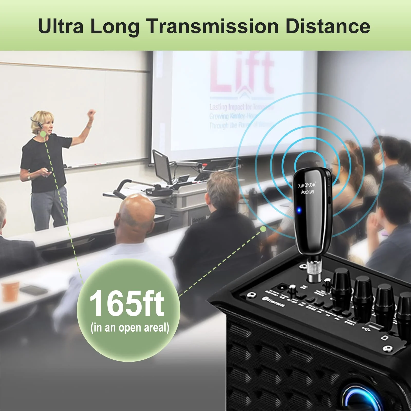XIAOKOA Wireless Microphone Headset, UHF Head Mic Speaker System, Professional Voice Amplifier Headset Microphones, with LED Digital Display, for Teaching Fitness Instructor Tour Guide Black-B - Image 3