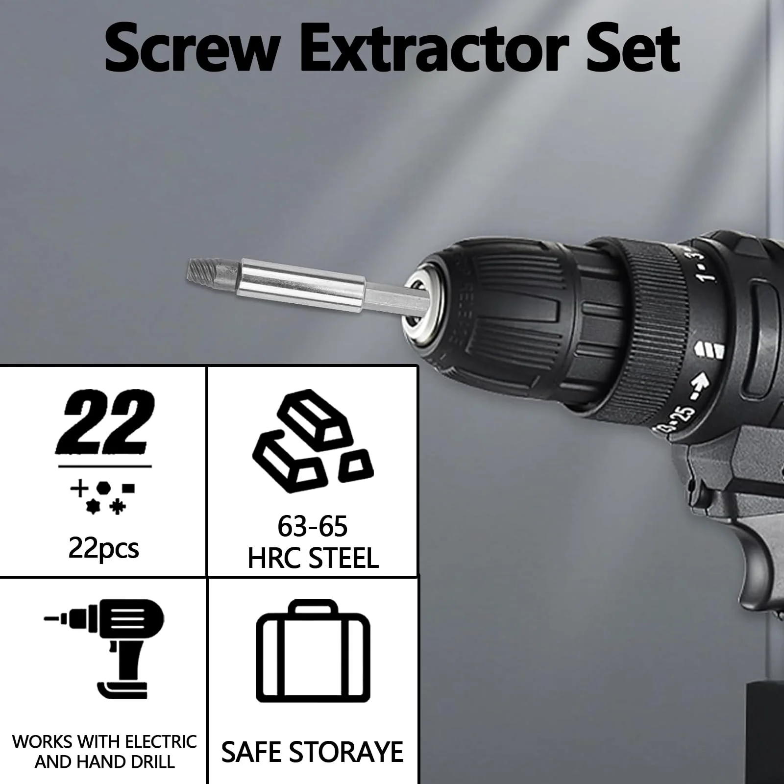 Xiciki Screw Extractor Set for Damaged Screws 2-12 mm Left Extractor Set with Drills, Extractors, Bit Extension Set of 22 - Image 3