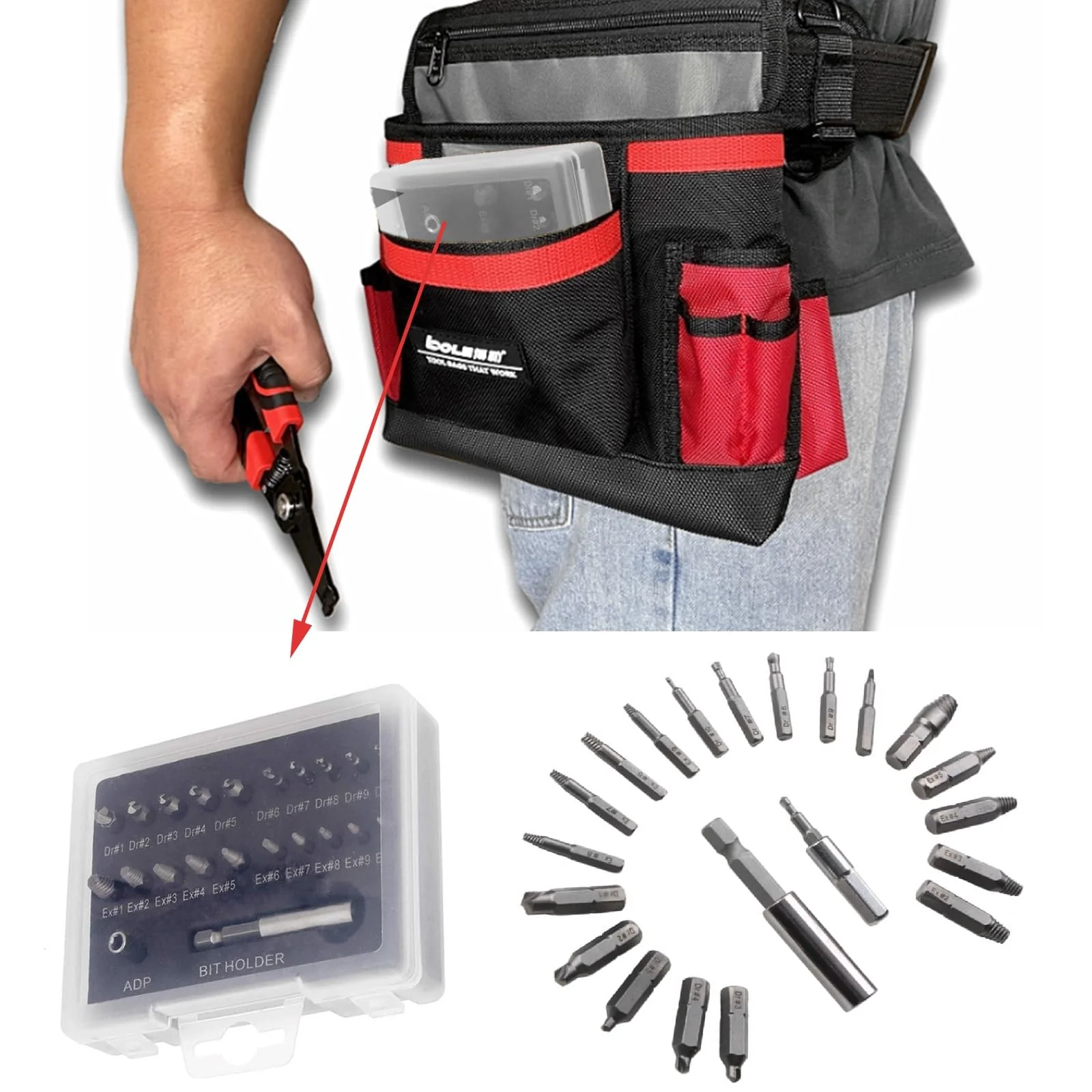 Xiciki Screw Extractor Set for Damaged Screws 2-12 mm Left Extractor Set with Drills, Extractors, Bit Extension Set of 22 - Image 4