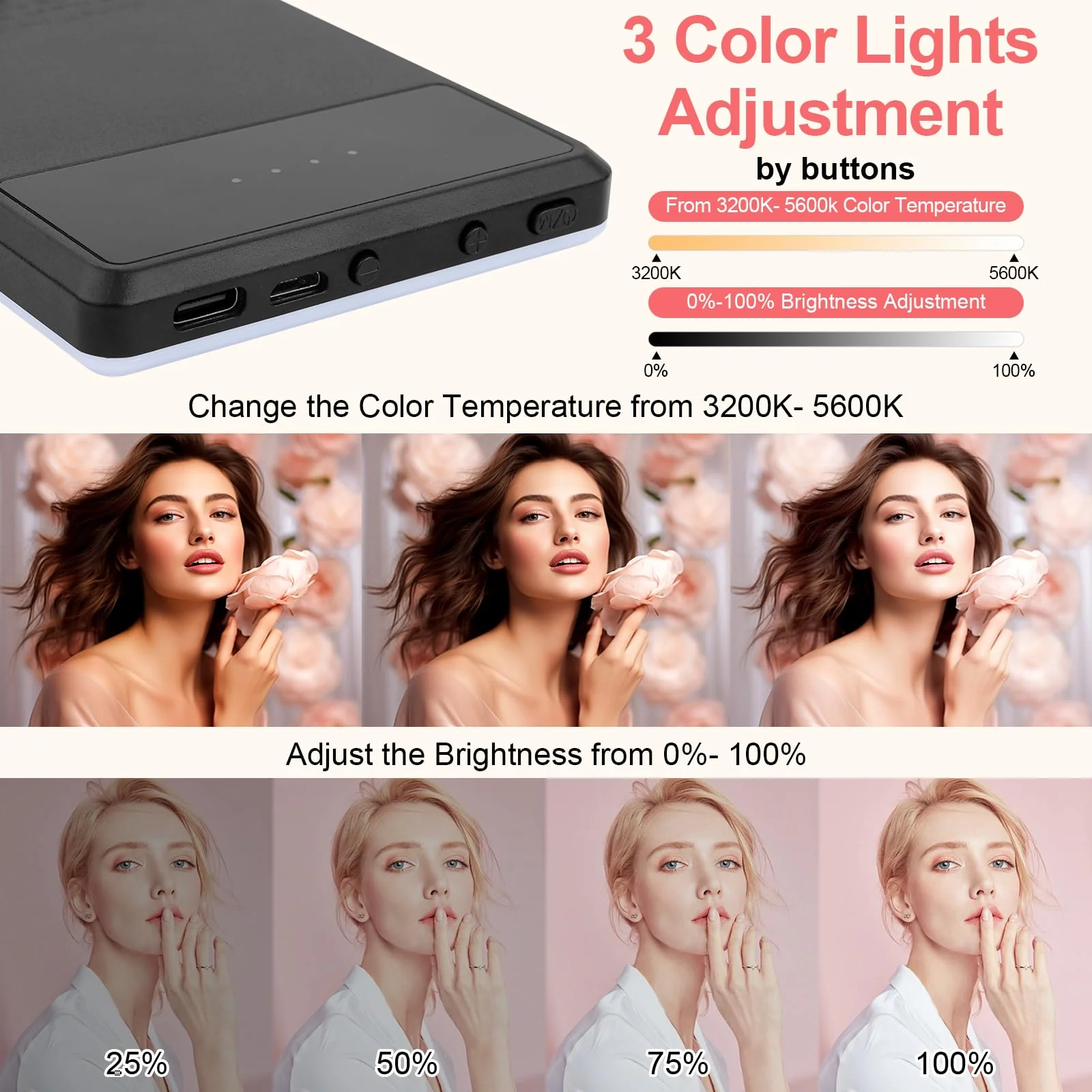 XINBAOHONG Rechargeable Clip Fill Video Conference Light, Selfie Light for Phone Android Camera iPad Laptop LED Phone Light for Makeup TikTok Selfie Vlog - Image 2