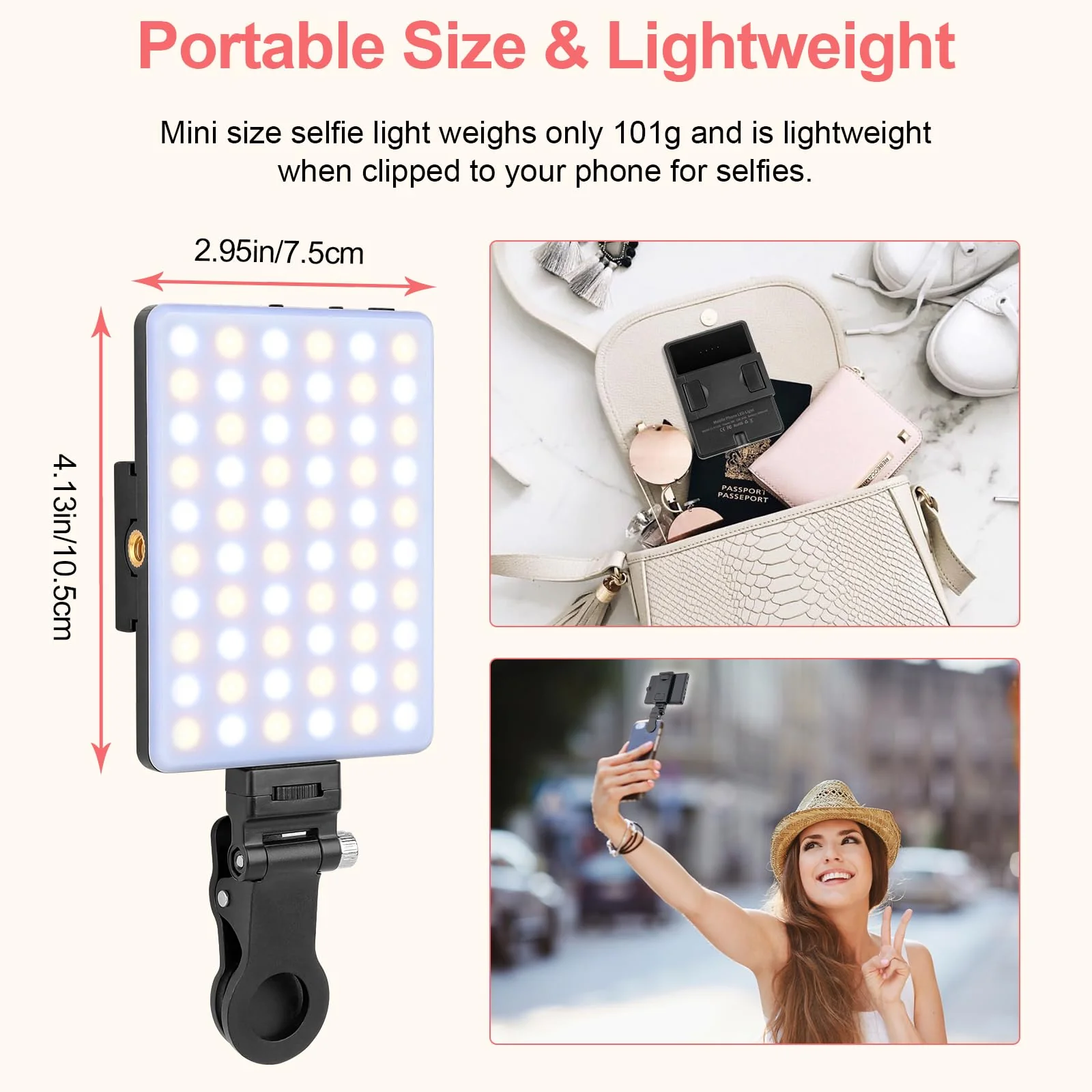 XINBAOHONG Rechargeable Clip Fill Video Conference Light, Selfie Light for Phone Android Camera iPad Laptop LED Phone Light for Makeup TikTok Selfie Vlog - Image 5