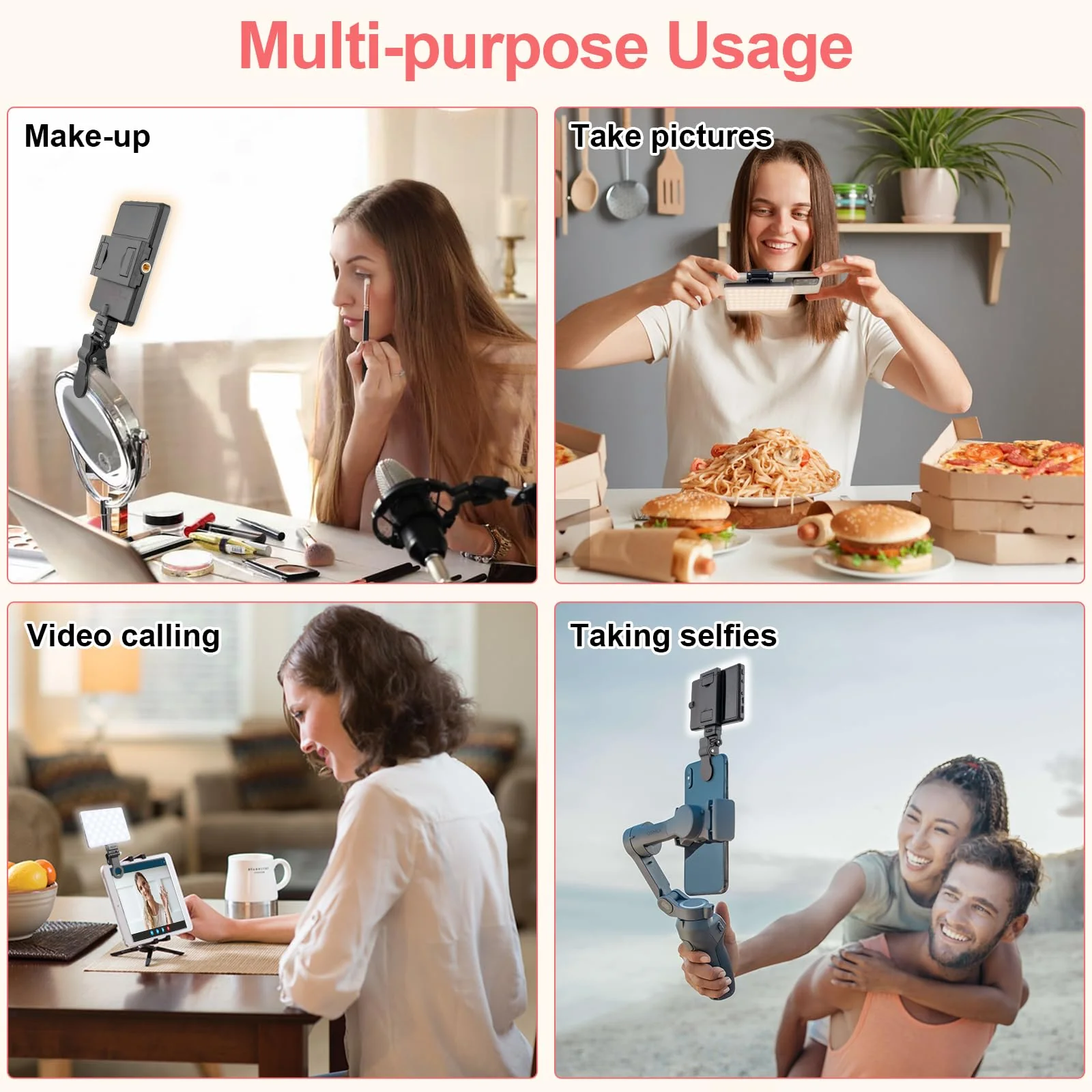XINBAOHONG Rechargeable Clip Fill Video Conference Light, Selfie Light for Phone Android Camera iPad Laptop LED Phone Light for Makeup TikTok Selfie Vlog - Image 6