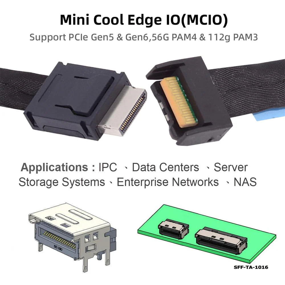 Xiwai PCI-E 5.0 MCIO PCI-E Mini Cool Edge IO 4i 38Pin Male to Oculink 4X SFF-8611 Extender Cable 50cm/1.6ft MCIO 4i to SFF-8611 - Image 4