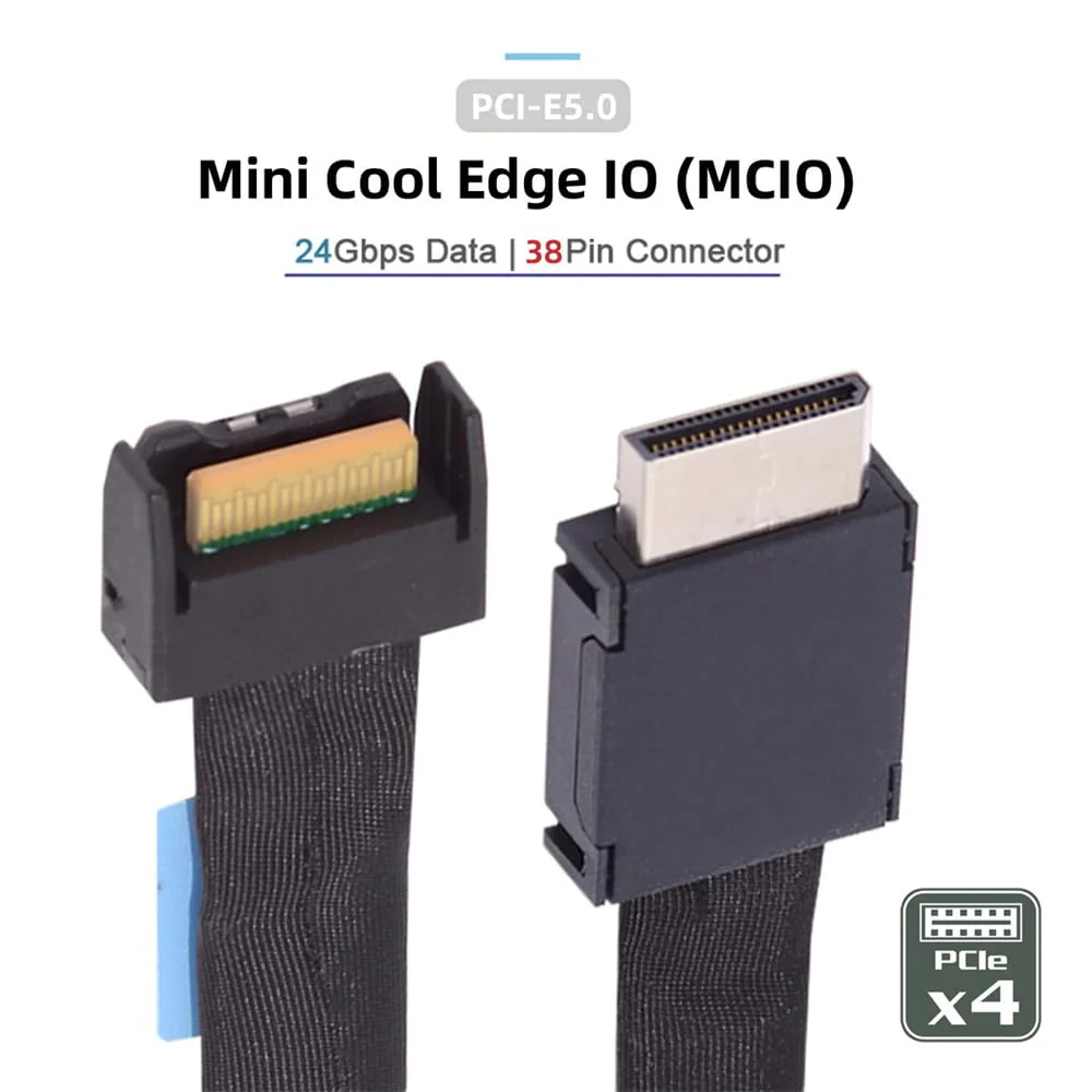 Xiwai PCI-E 5.0 MCIO PCI-E Mini Cool Edge IO 4i 38Pin Male to Oculink 4X SFF-8611 Extender Cable 50cm/1.6ft MCIO 4i to SFF-8611 - Image 5