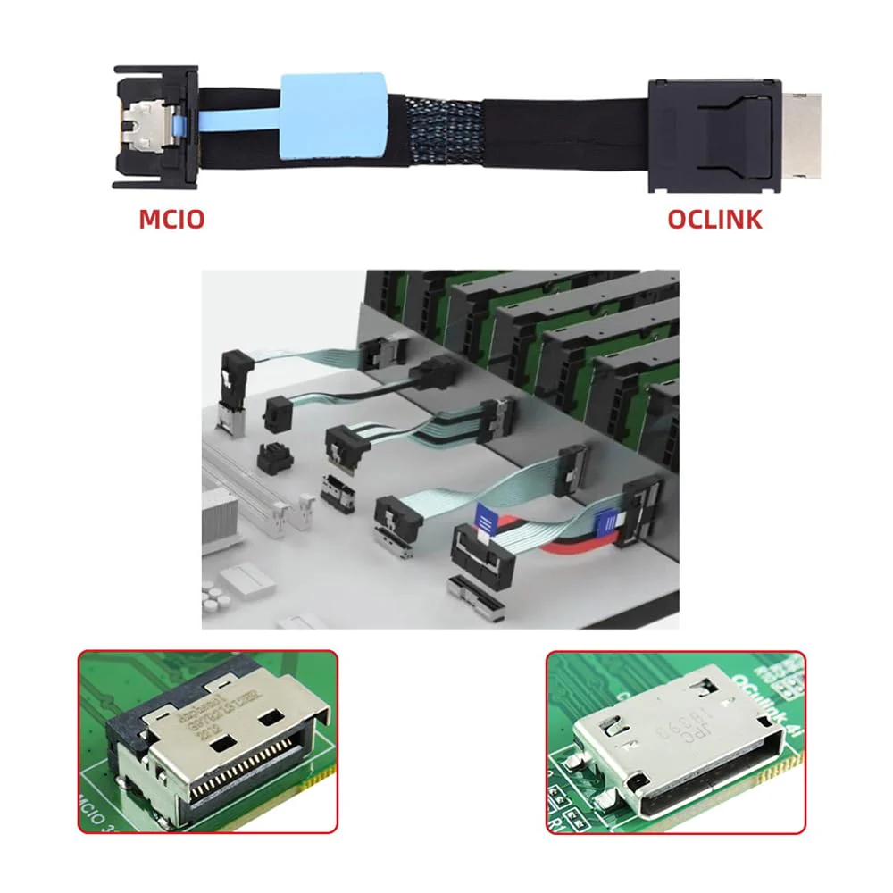 Xiwai PCI-E 5.0 MCIO PCI-E Mini Cool Edge IO 4i 38Pin Male to Oculink 4X SFF-8611 Extender Cable 50cm/1.6ft MCIO 4i to SFF-8611 - Image 6