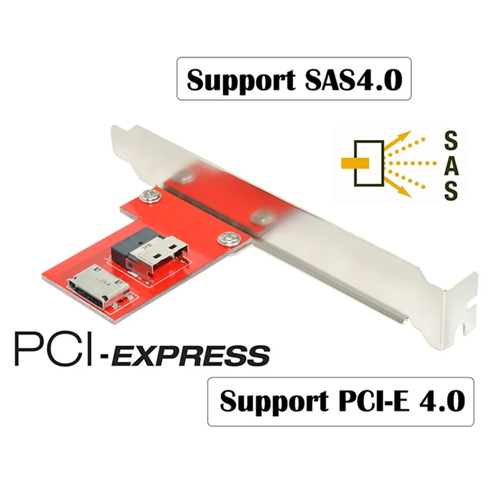 Xiwai PCI-Express 4.0 Slimline SAS SFF-8654 to Oculink SFF-8611 SFF-8612 PCBA Female Adapter with Bracket 8654-8612 - Image 4