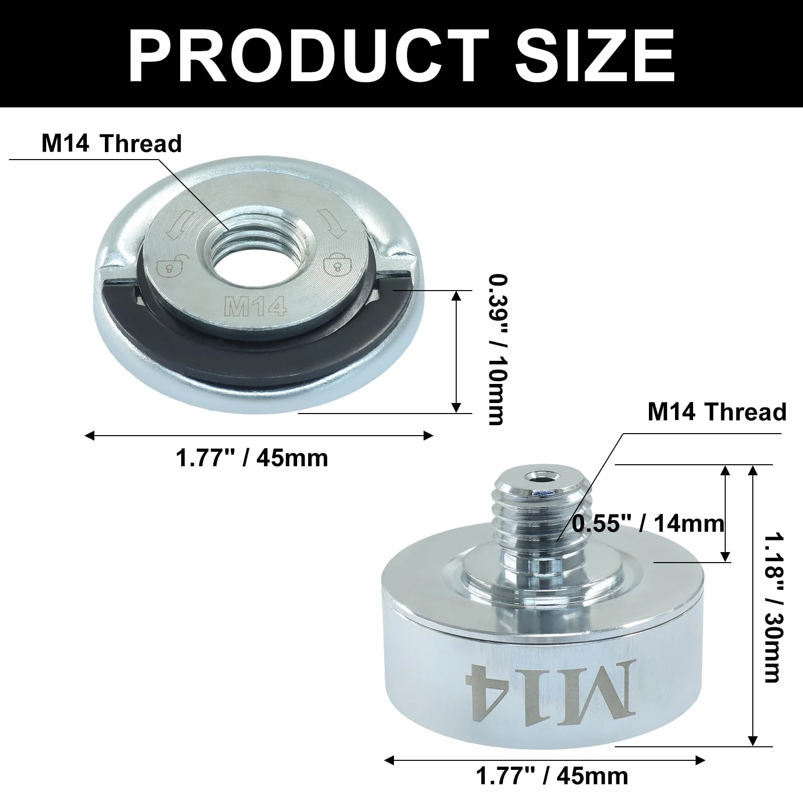 XLOCK Adapter to M14 Thread Adapter Kit with Grinder Quick Change Nut, Suitable for 22.23mm Arbor Saw Blades, XLOCK Angle Grinders - Image 3