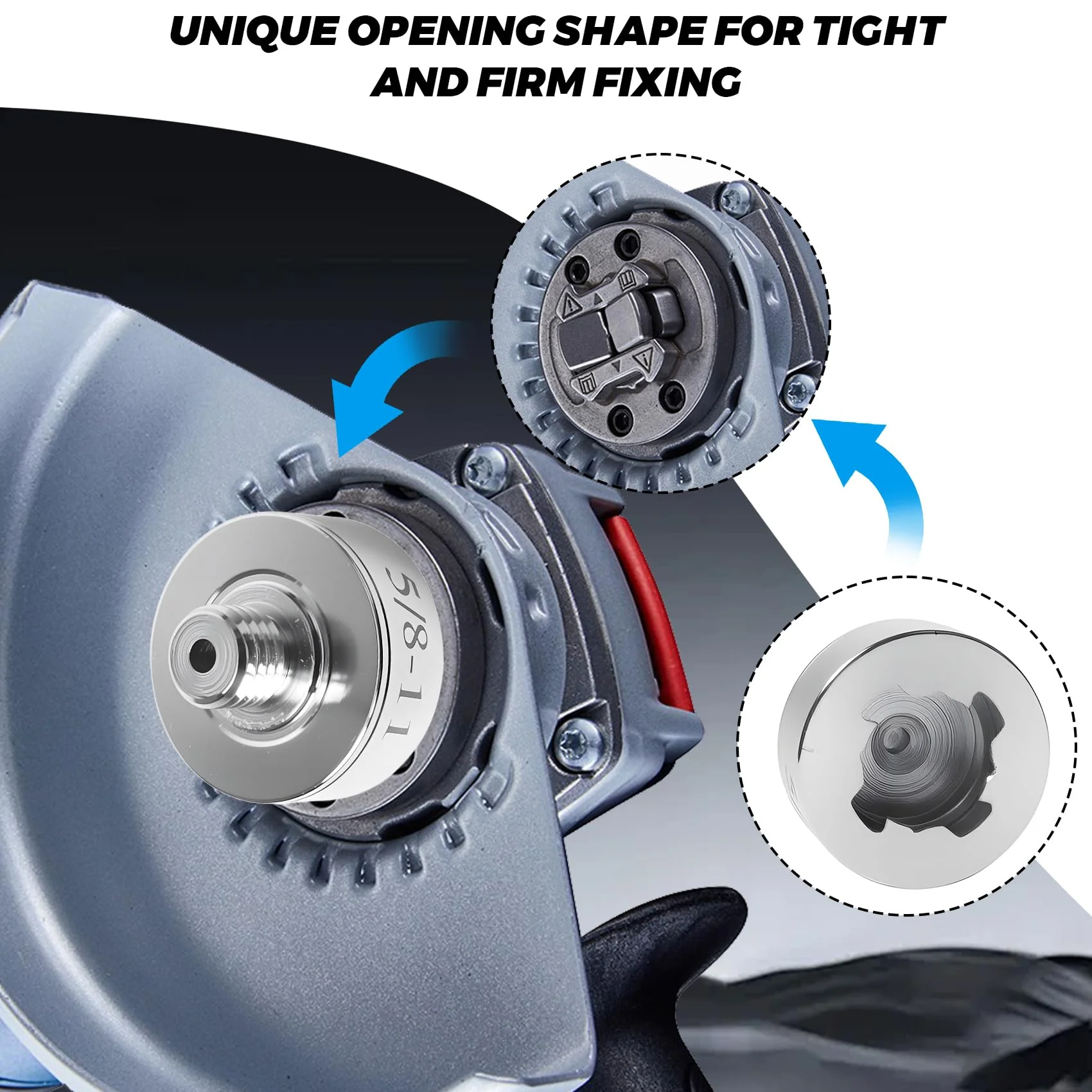 XLOCK to 5/8"-11 Thread Adapter Kit – Stainless Steel Angle Grinder Quick-Change Conversion for Saw Blades/Polish Discs/Diamond Core Bits, Include Flange Lock Nut, Convert XLOCK Tool - Image 3