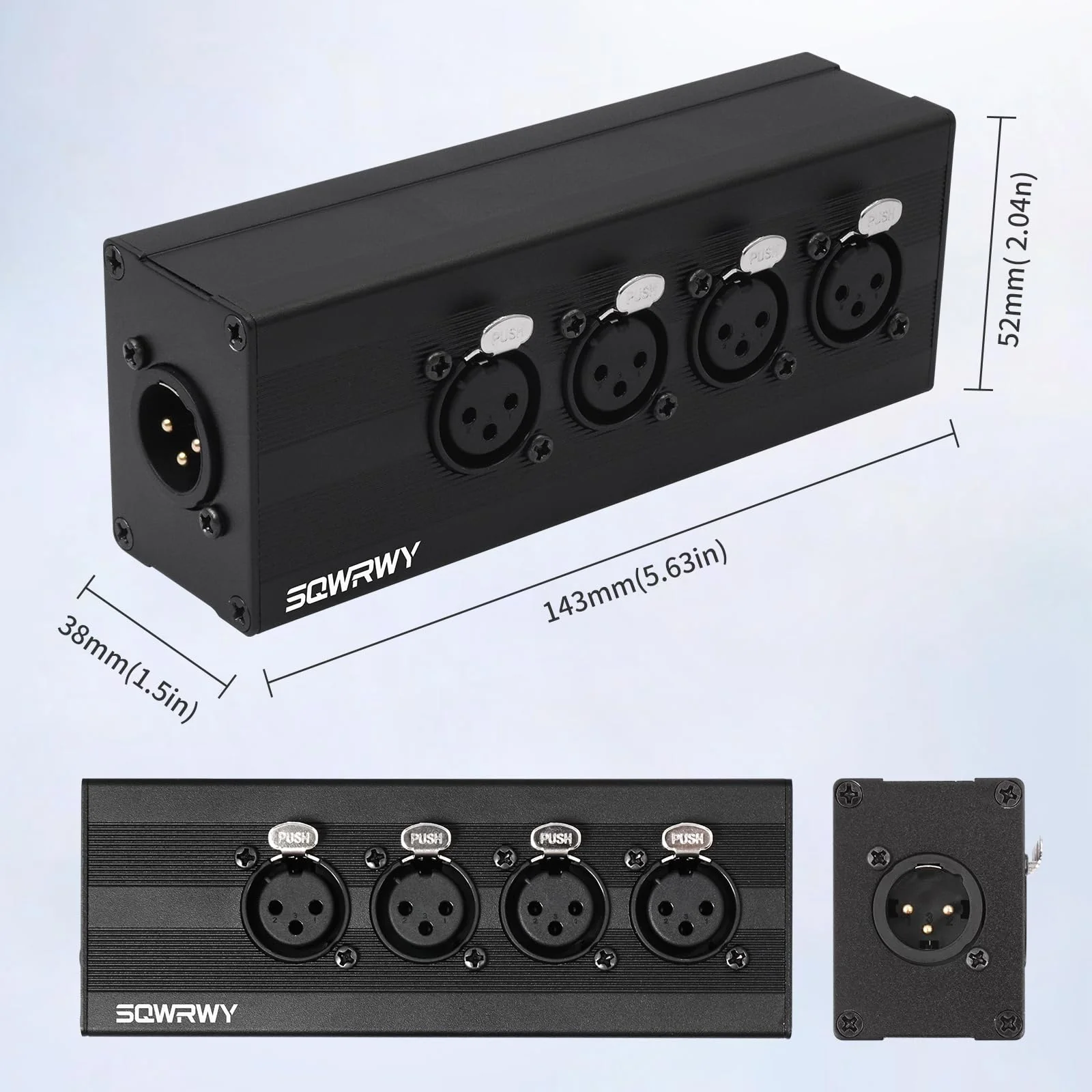 XLR 1 Male to 4 Female Audio Adapter, XLR Splitter Box 1-in 4-Out, 3-Pin Line Output Converter for Professional Use, Secure Locking Connectors, Lossless Audio Transmission for Studio & Live - Image 2