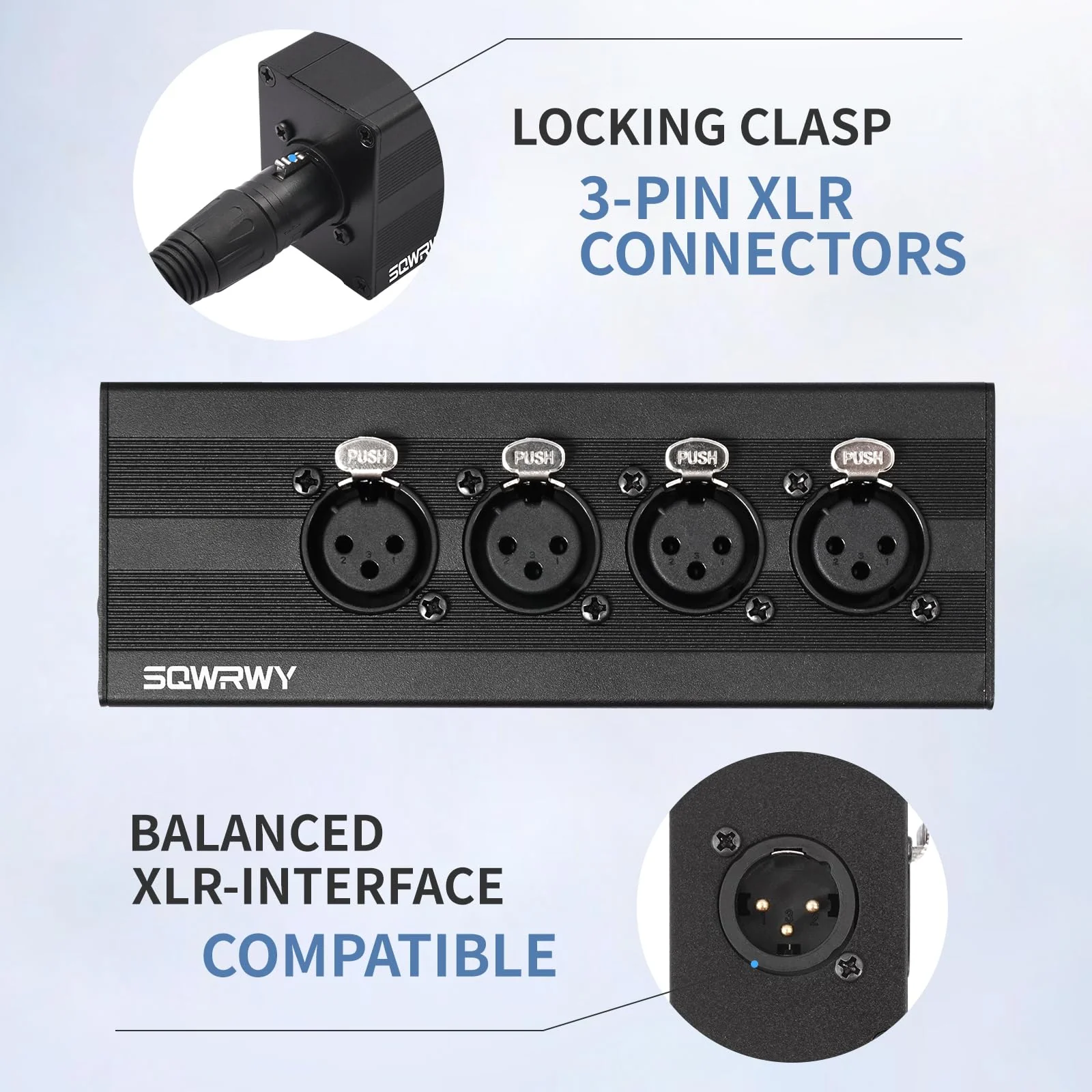 XLR 1 Male to 4 Female Audio Adapter, XLR Splitter Box 1-in 4-Out, 3-Pin Line Output Converter for Professional Use, Secure Locking Connectors, Lossless Audio Transmission for Studio & Live - Image 3