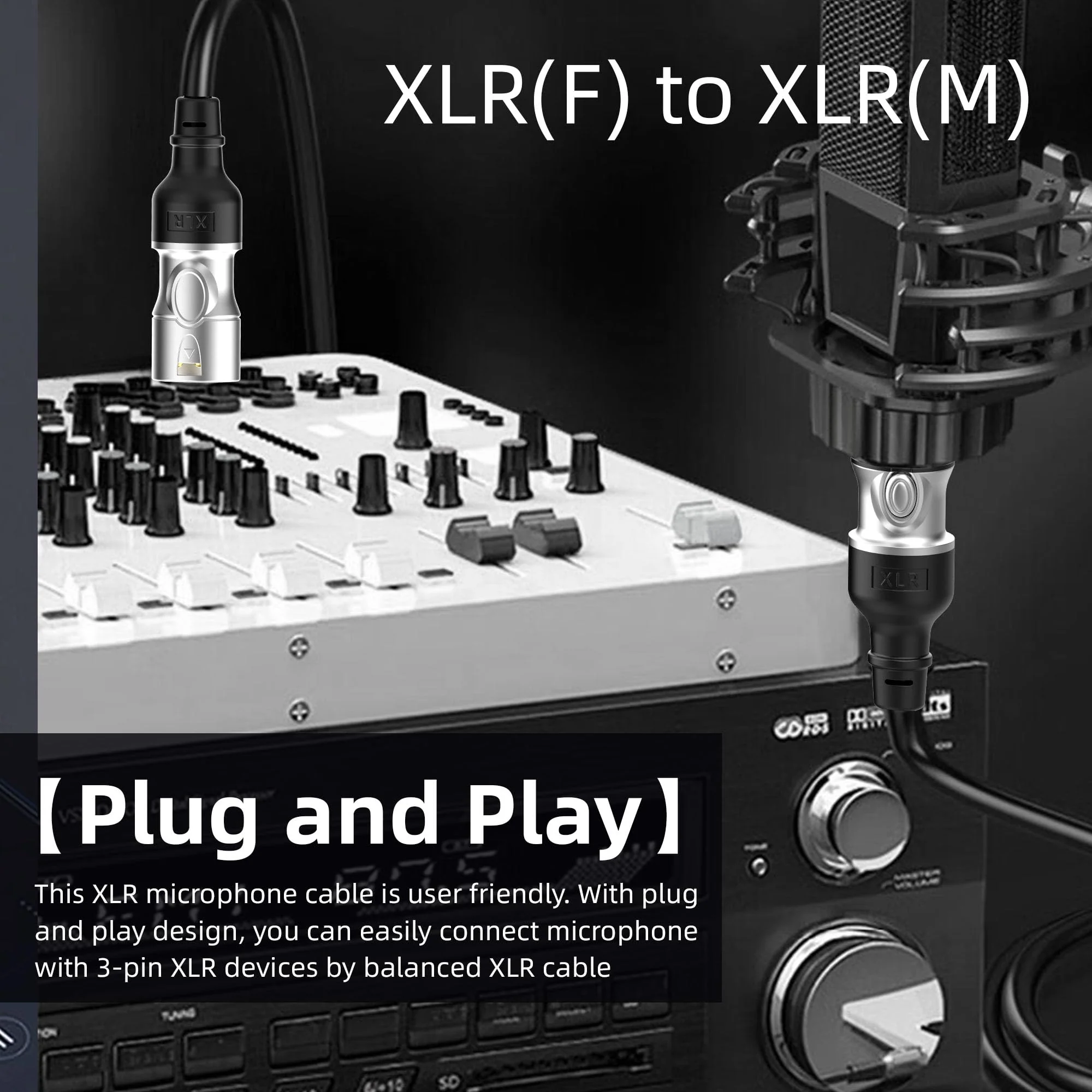 XLR 6ft Cables 4pack,Male to Female Gold-Plated 3 Pins Mic Cable for Recording Studio, Speaker,Home podecast,Recording Studios 4 - Image 5