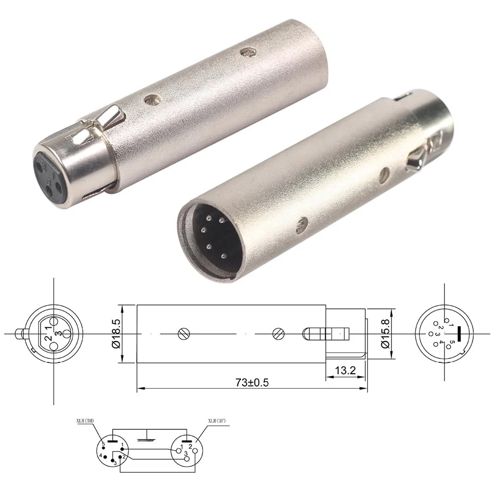 XLR Adapter Convert 3 Pin Male DMX into 5 Pin Female DMX for Lighting Interface Controller Compatible with Enttec DMX USB Pro 70304 Lighting Interface,ODE Mk3/Mk2 D-Split - Image 5