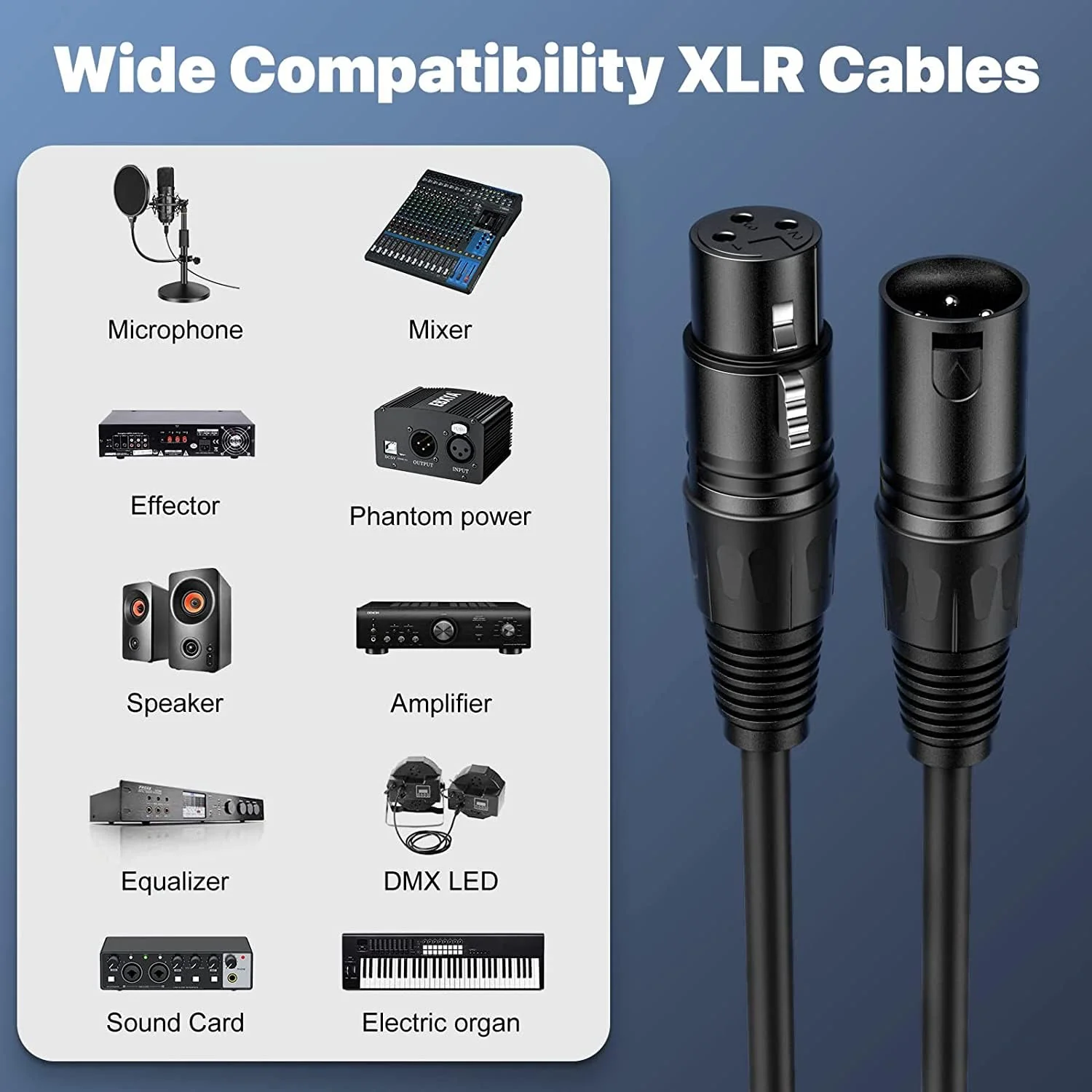 XLR Cable 25 Ft 2 Packs,Microphone Cables,Premium Balanced Microphone Mic Speaker Cable with 3-Pin XLR Male to Female DMX Cable,Black 25 Feet-2 Pack Black - Image 4