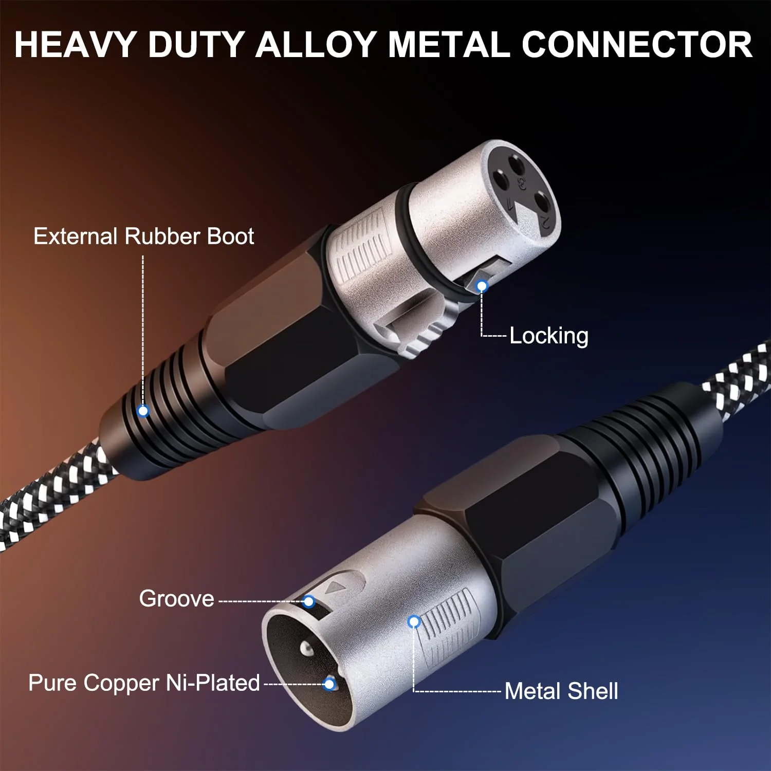 XLR Cable 50 FT, Microphone Cable 3 Pin Nylong Braided Balanced XLR Male to Female Heavy Duty Mic Patch Cords (Pure Copper Conductors) 50FT 1 - Image 3