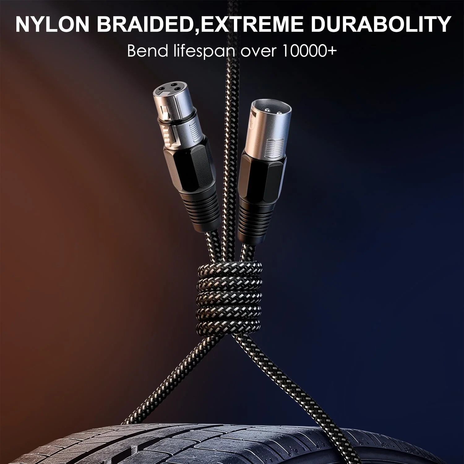 XLR Cable 6 FT/4 Pack, Microphone Cable 3 Pin Nylong Braided Balanced XLR Male to Female Heavy Duty Mic Patch Cords (Pure Copper Conductors) 6FT 4 - Image 2