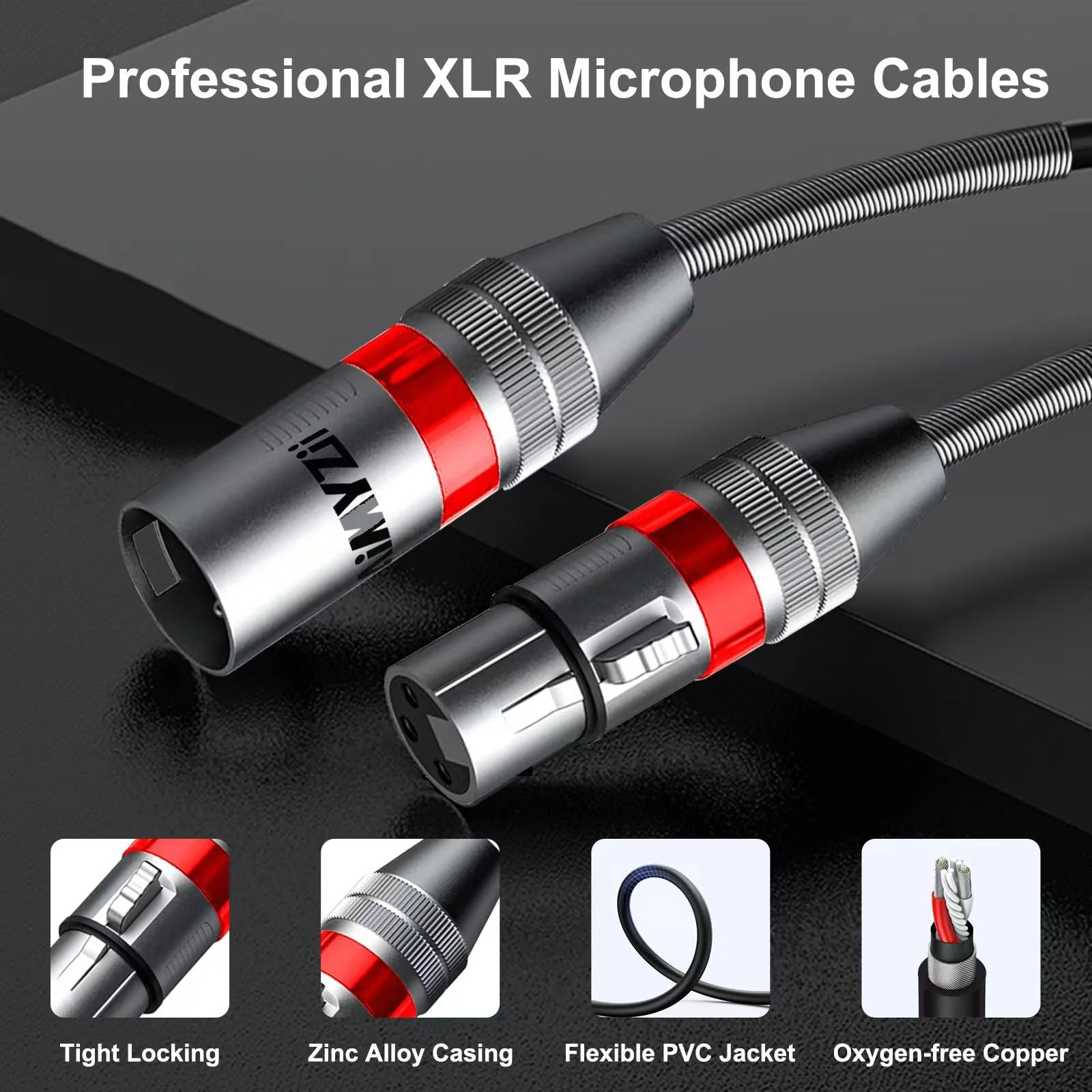 XLR Cable Microphone Cable 150 Feet Premium Balanced Mic Cable Pure Copper Conductors Heavy Duty Male to Female 3 Pin XLR Microphone Cable Zinc Alloy Connectors with Metal Spring 150 FT 1 Pack - Image 3