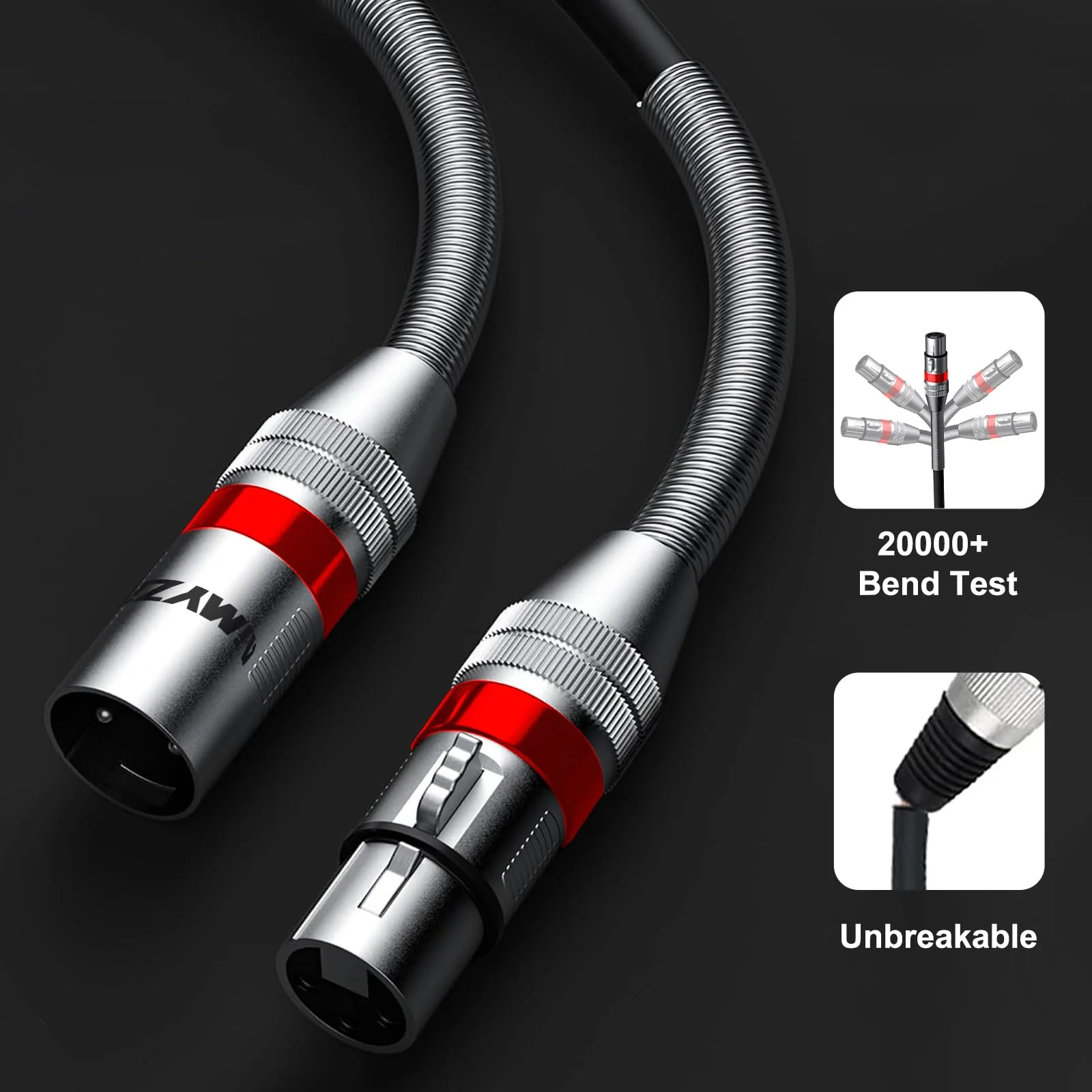 XLR Cable Microphone Cable 150 Feet Premium Balanced Mic Cable Pure Copper Conductors Heavy Duty Male to Female 3 Pin XLR Microphone Cable Zinc Alloy Connectors with Metal Spring 150 FT 1 Pack - Image 5