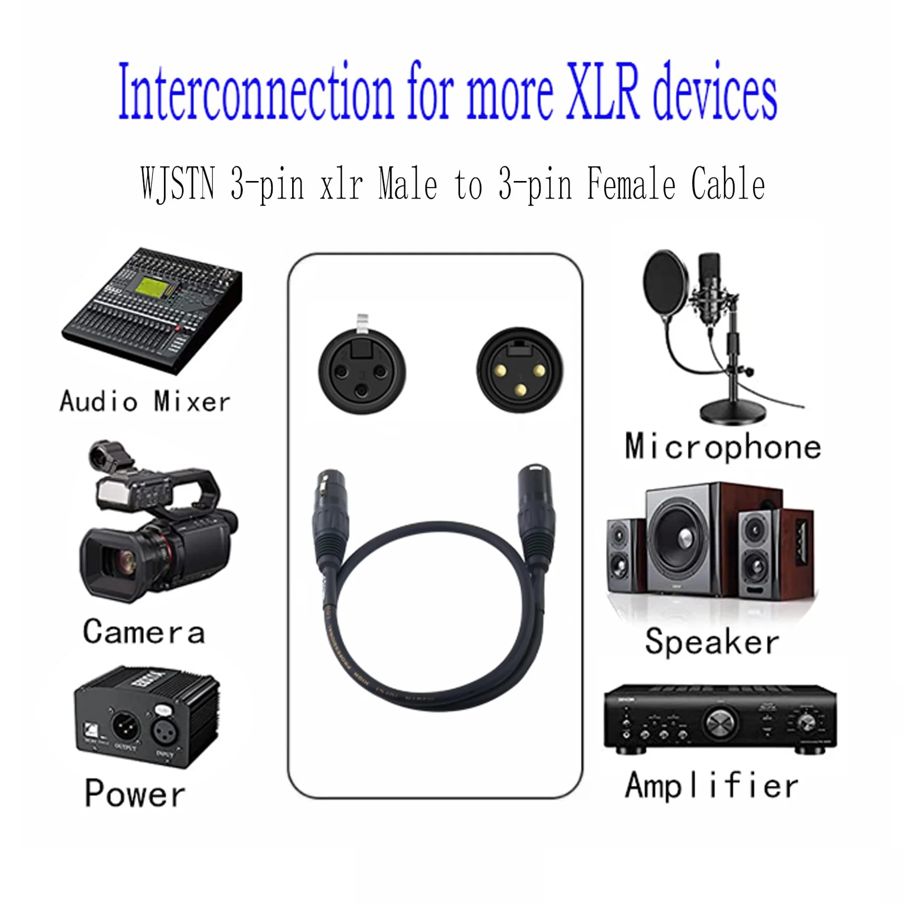XLR Cable XLR Adapter Cable XLR to XLR Microphone Cable, 3-Pin Female to 3-pin Male Balanced Shielded XLR Cable (6in) 6in - Image 7