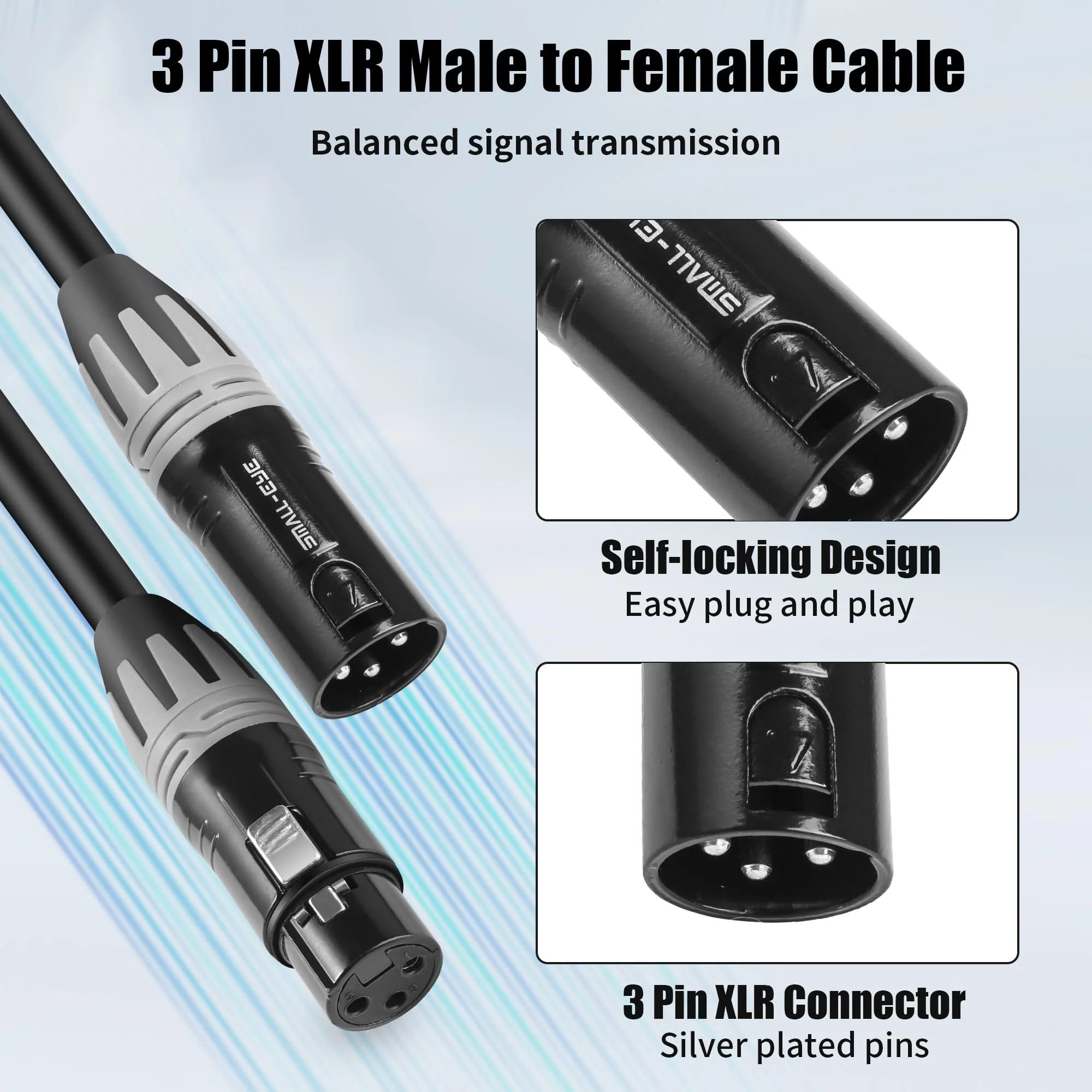 XLR Cables 1 Foot,3-Pin XLR Male to Female Microphone Cables,Pro Grade 22 AWG (OFC) Balanced XLR Short cables- 2 Pack 1 Feet - Image 4