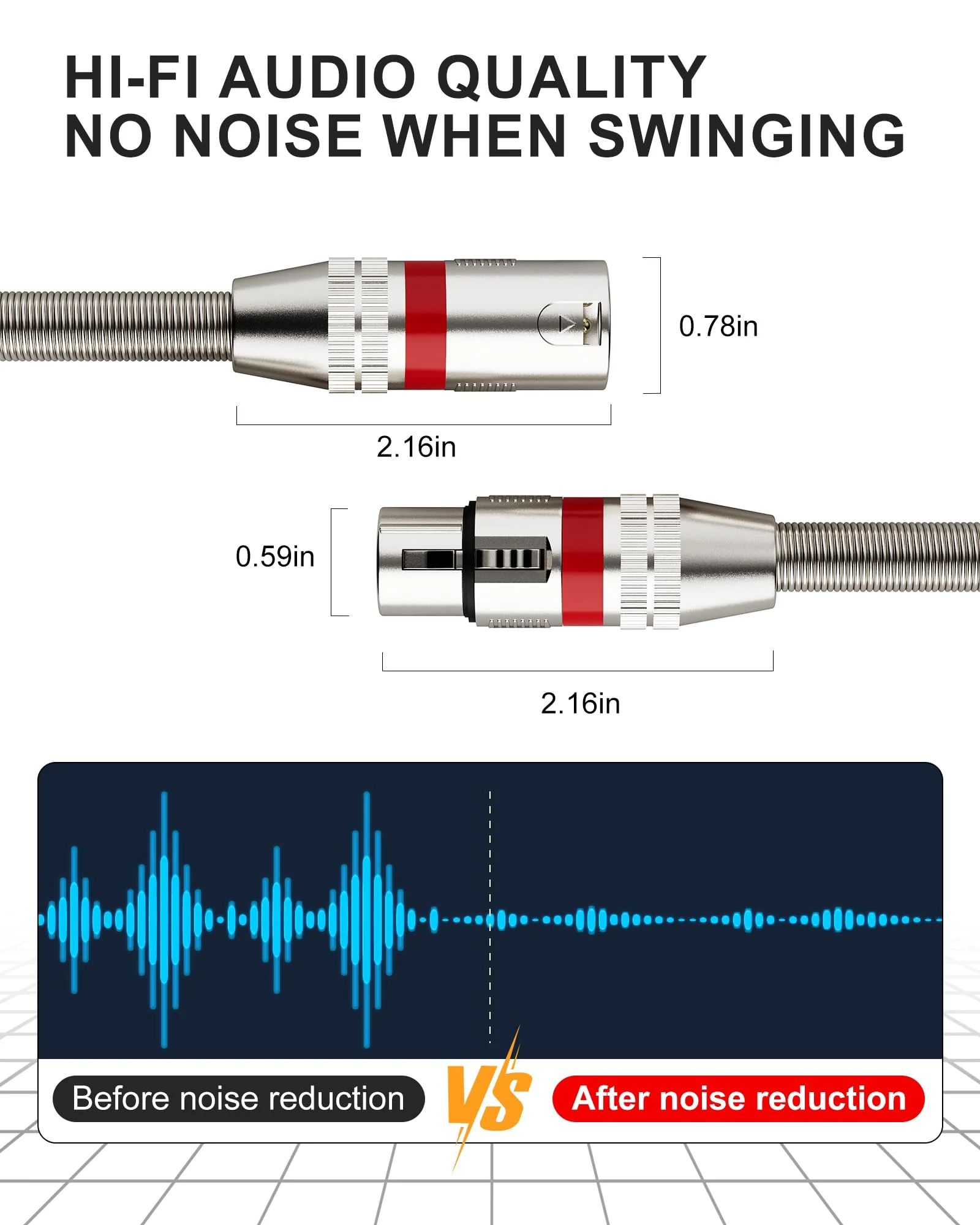 XLR Cables 12ft 2 Pack XLR Microphone Cable Gold-Plated Connectors Male to Female XL R Cable 3-pin Balanced Shielded Mic Speaker Cord, Metal Spring SR, Black - Image 2