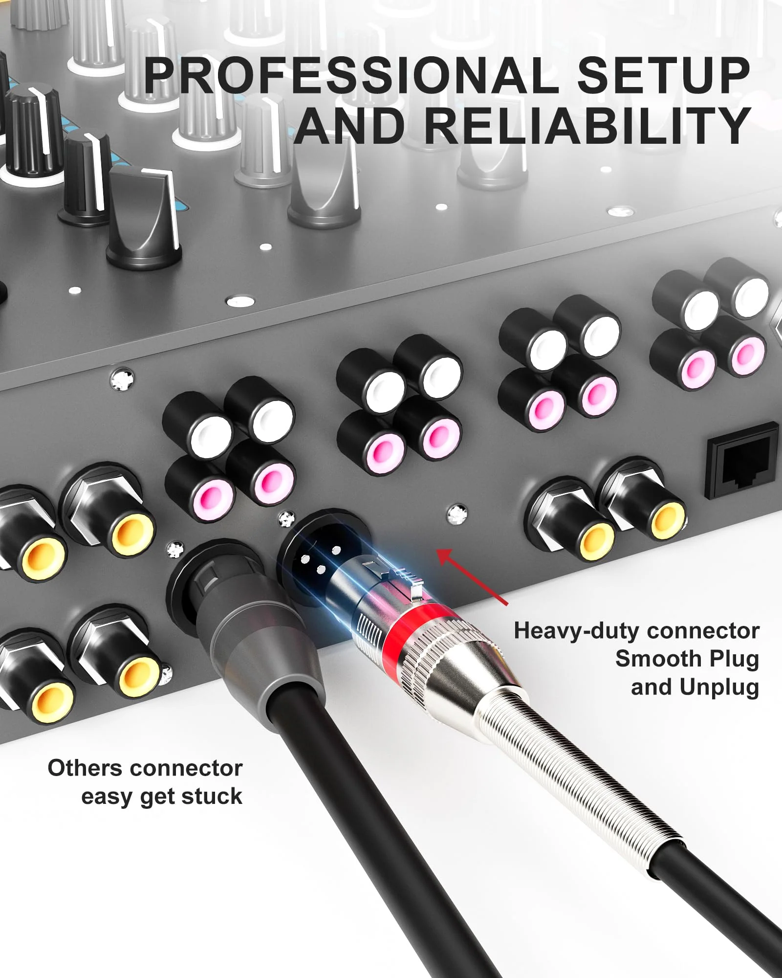 XLR Cables 12ft 2 Pack XLR Microphone Cable Gold-Plated Connectors Male to Female XL R Cable 3-pin Balanced Shielded Mic Speaker Cord, Metal Spring SR, Black - Image 6