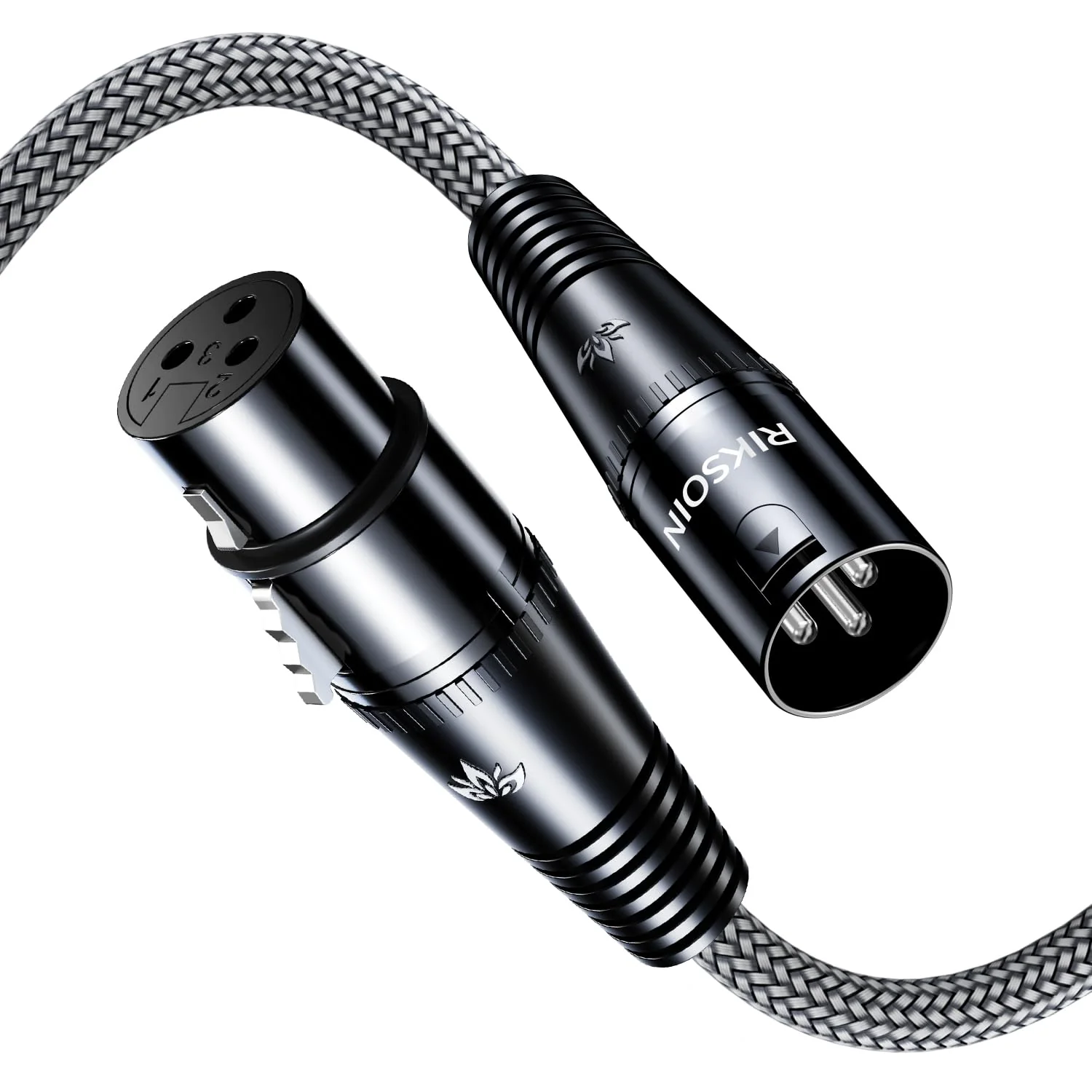 XLR Cables 16.4FT/5M, Premium Nylon Braided & Gold-Plated Rean Connectors, Male to Female Balanced Microphone Cable -Gray