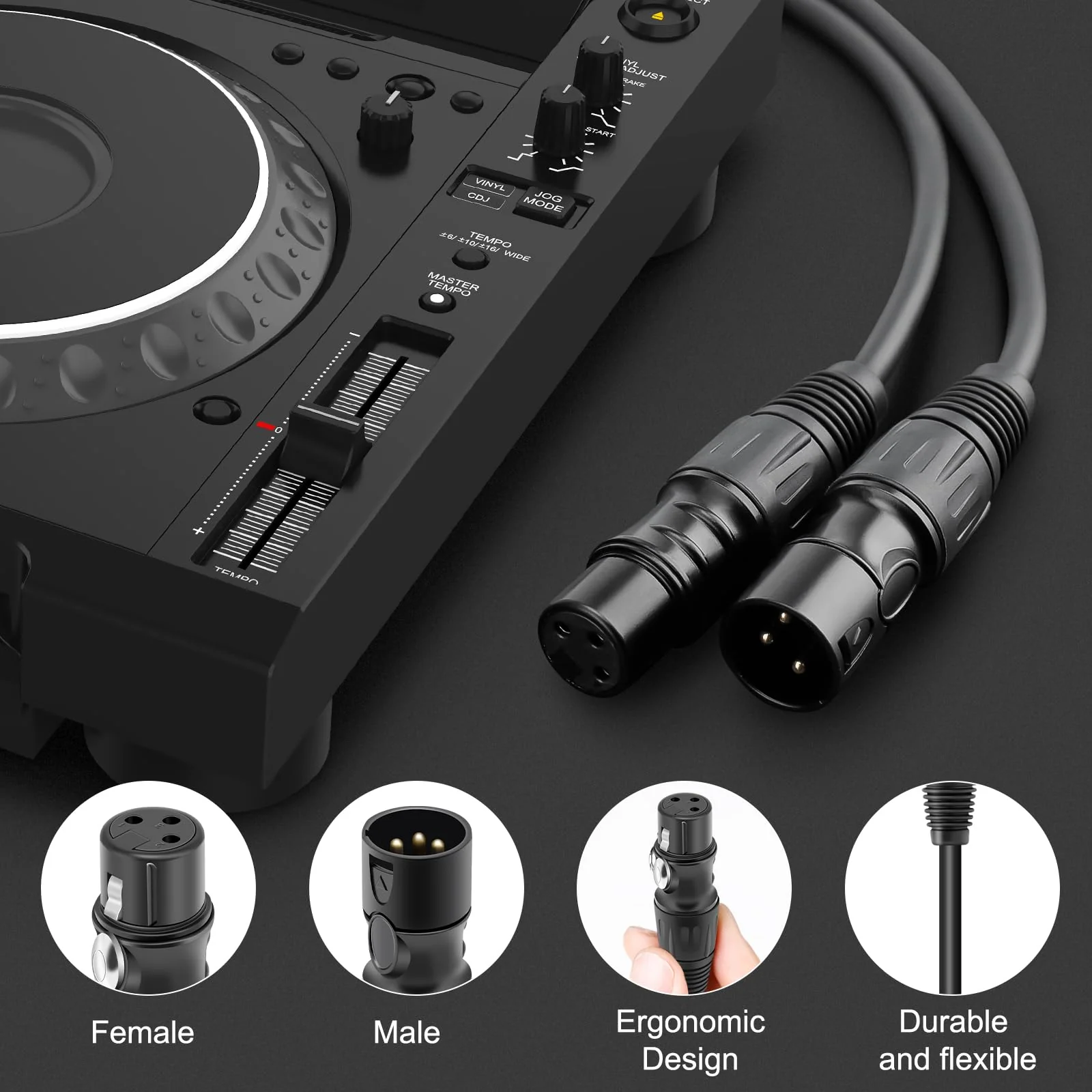 XLR Cables, 20ft Microphone Cable, 3 Pin XLR Balanced Male to Female Mic Cord, XLR Speaker Cable, Black 20 Feet - Image 5