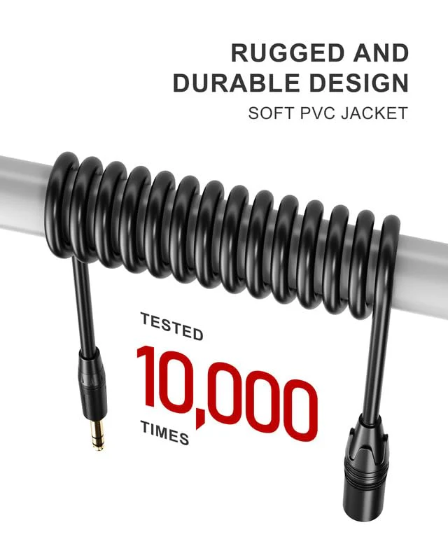 XLR Cables 25 ft XLR to 3.5mm 1/8 inch TRS Mic Cable 3.5mm to XLR Microphone Cable, TRS to XLR Mic Cord Compatible with iPhone, iPod, MP3 Player, Laptop, Recorder and more-25 Feet 25FT (7.6m) xlr to 1/8 (3.5mm) Black - Image 7