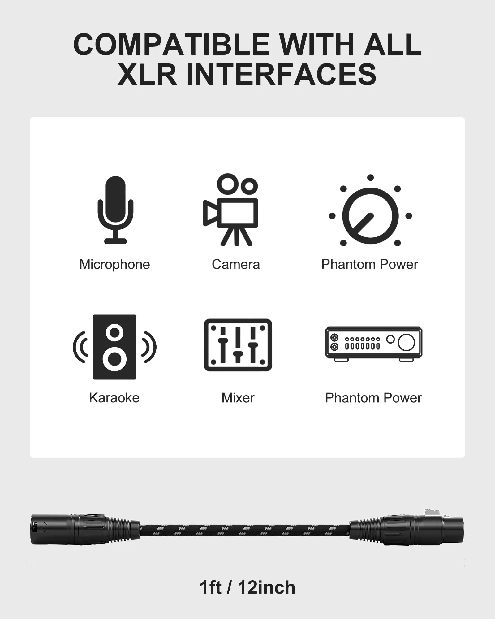 XLR Cables 25ft 2 Pack Fully Balanced Nylon Braided XLR Mic Cord Male to Female Microphone Cable 3 pin Oxygen-Free Copper (OFC) for Studio Recording Live Production 25 Feet 25 Feet (7.6m) Nylon Black-White - Image 6