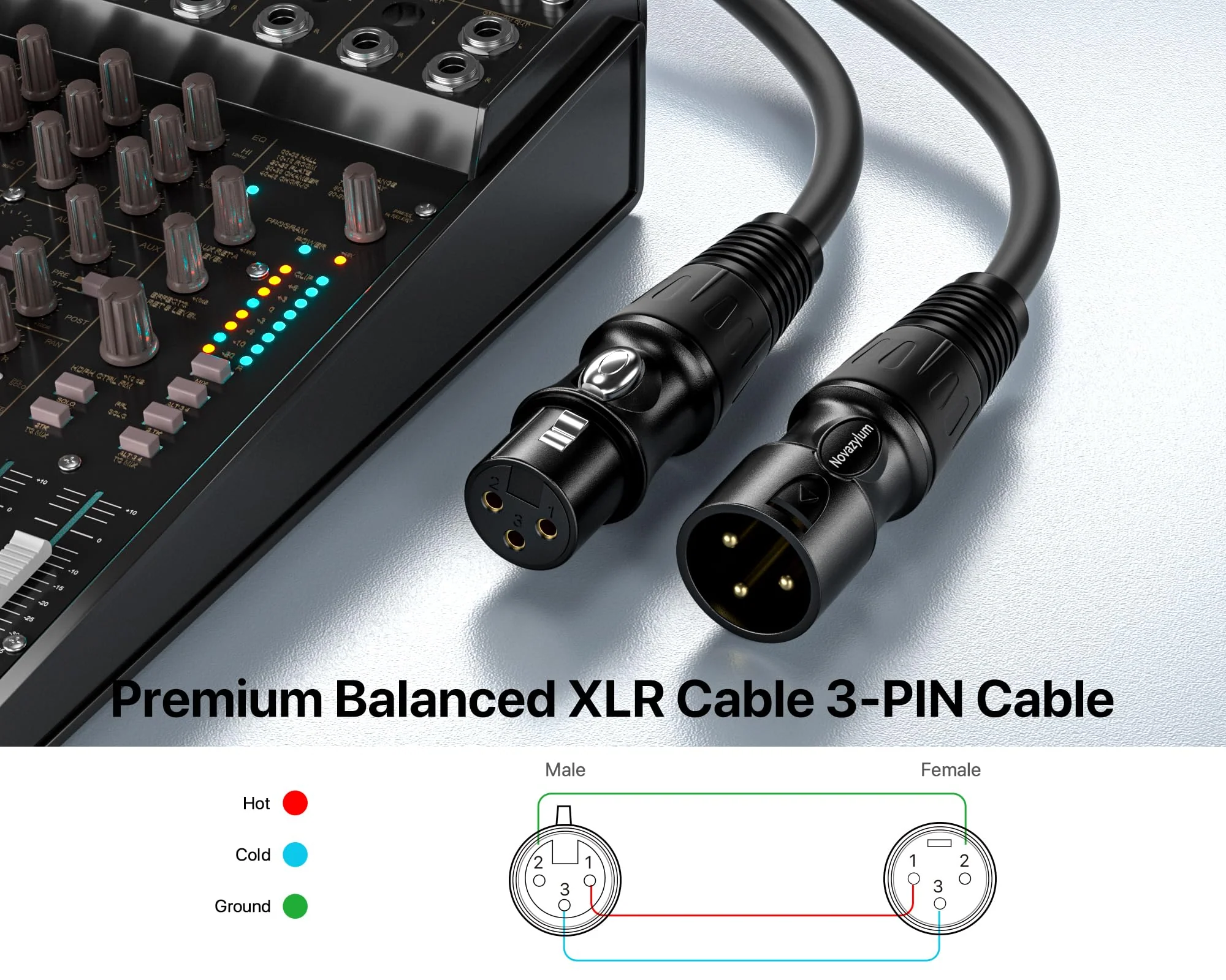 XLR Cables 3 Ft 10 Packs - Male to Female Microphone Cable with 3-Pin Balanced Shielded XLR Speaker Cables Mic Cable 3 Feet-10 Pack Black - Image 5