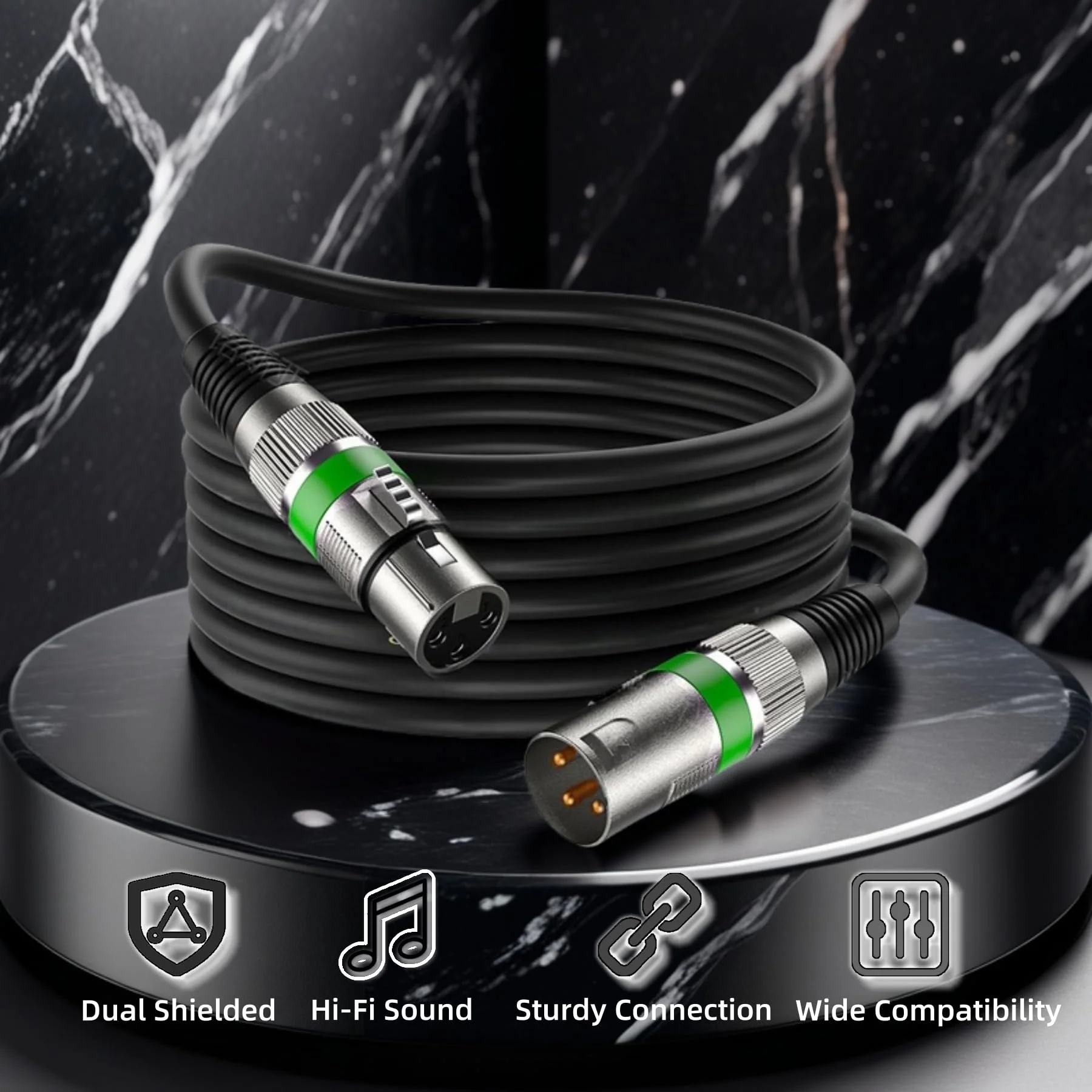 XLR Cables 3ft 6 Pack, XLR Male to Female Microphone Cable with Gold-Plated 3-Pin, Balanced Shielded Short Mic Cord for Mic Mixer, Recording Studio, Podcast 3 feet-6pack - Image 4