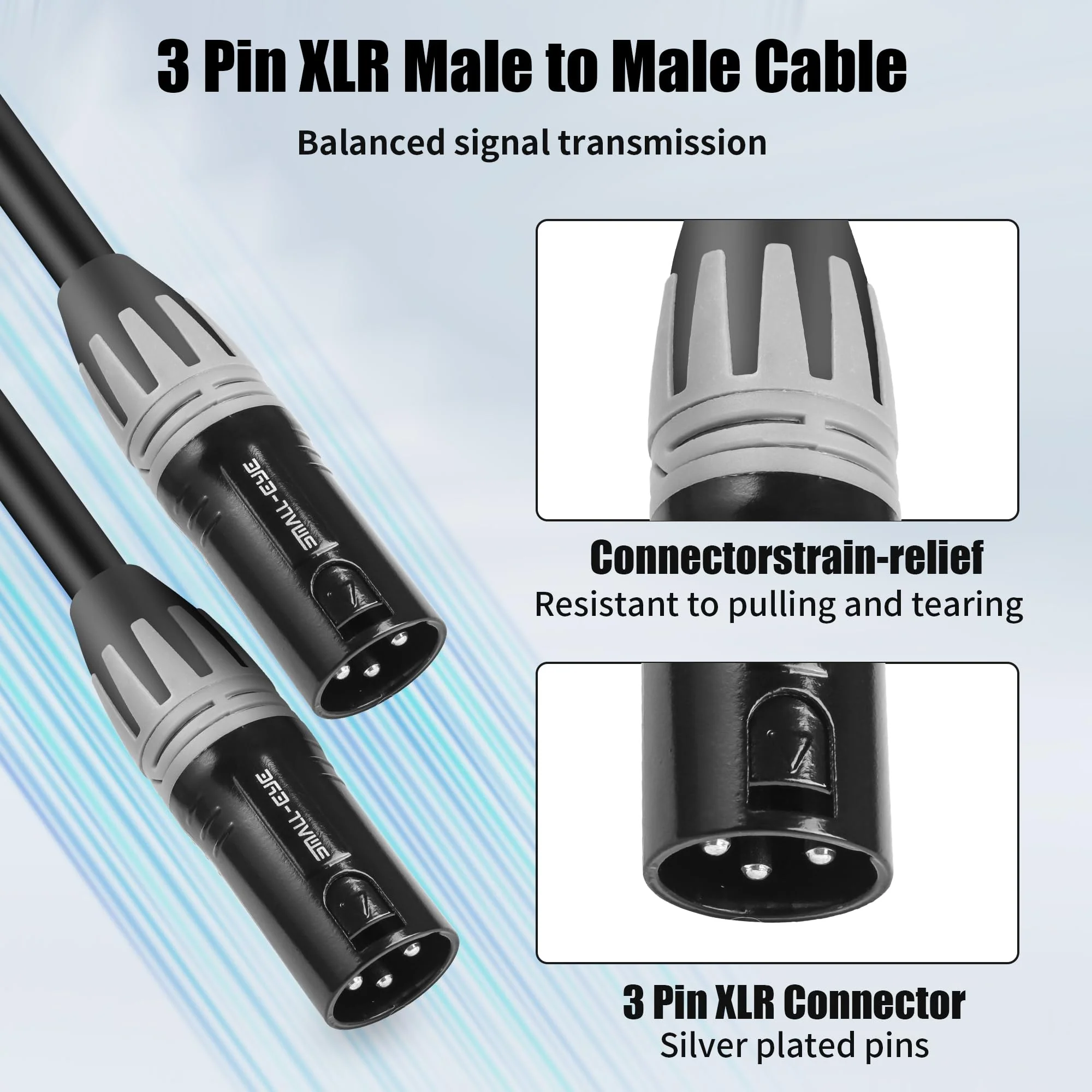 XLR Cables 5 Feet,3-Pin XLR Male to Male Microphone Cables,Pro Grade 22 AWG (OFC) Balanced XLR Short cables- 2 Pack - Image 4