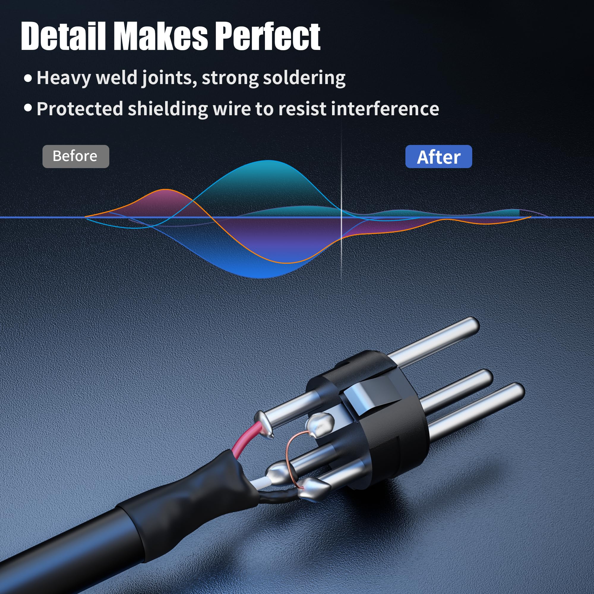 XLR Cables 5 Feet,3-Pin XLR Male to Male Microphone Cables,Pro Grade 22 AWG (OFC) Balanced XLR Short cables- 2 Pack - Image 5