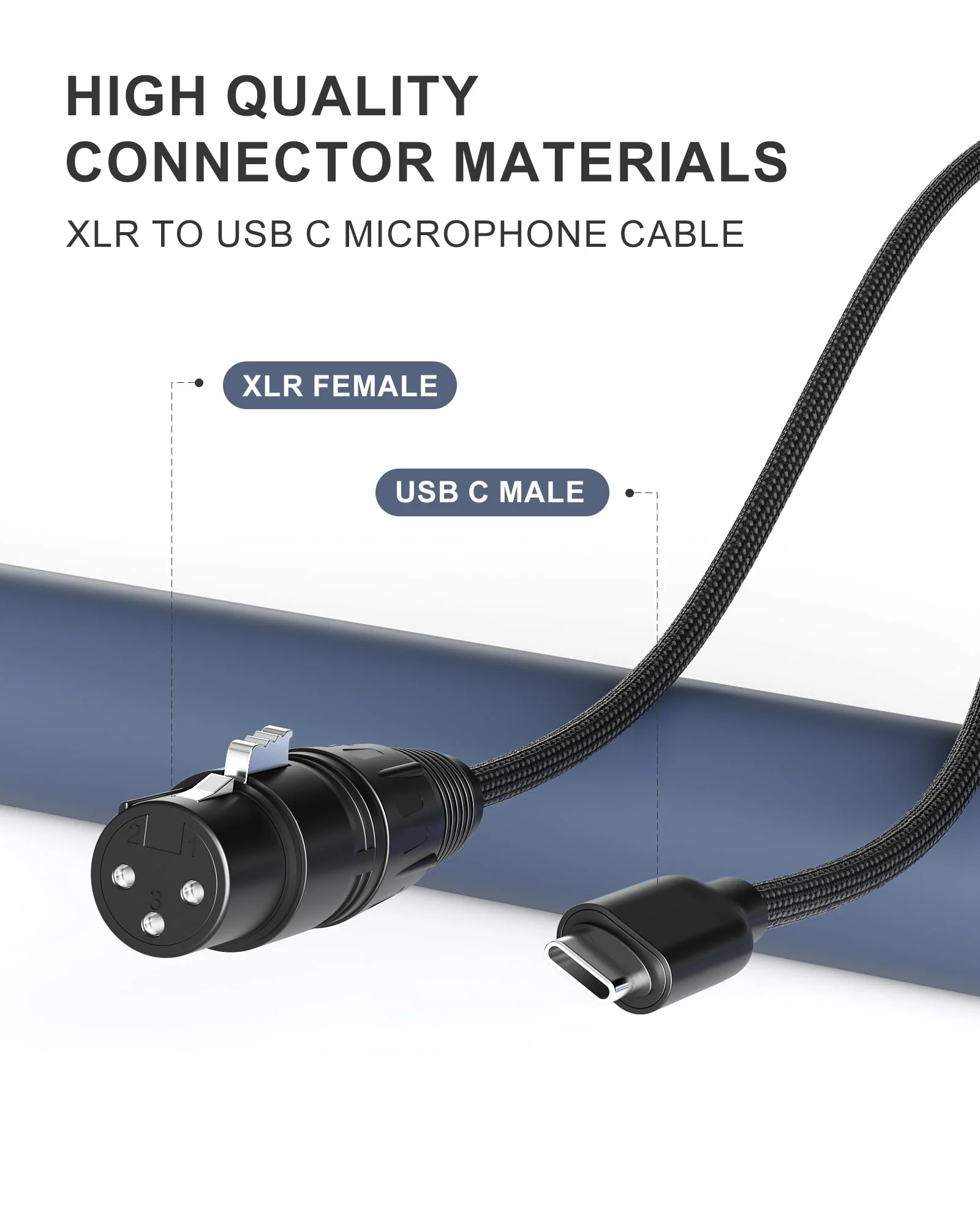 XLR Cables 6FT XLR to USB C Cable,USB C Male to XLR Female 3-Pin Connector Adapter Microphones Audio Cable for Microphone Recording,Connects to Smartphones and Tablets - Image 8