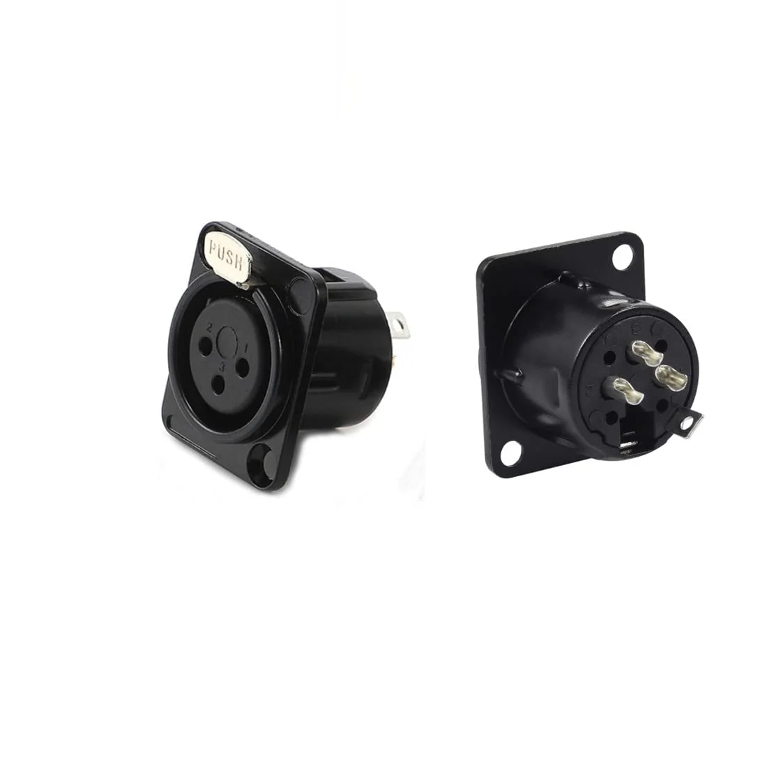 XLR Female Jack 3 Pin Panel Mount Jacks, XLR Female Socket Audio Speaker Microphone Connector 8Pcs,Black Metal Housing. - Image 4