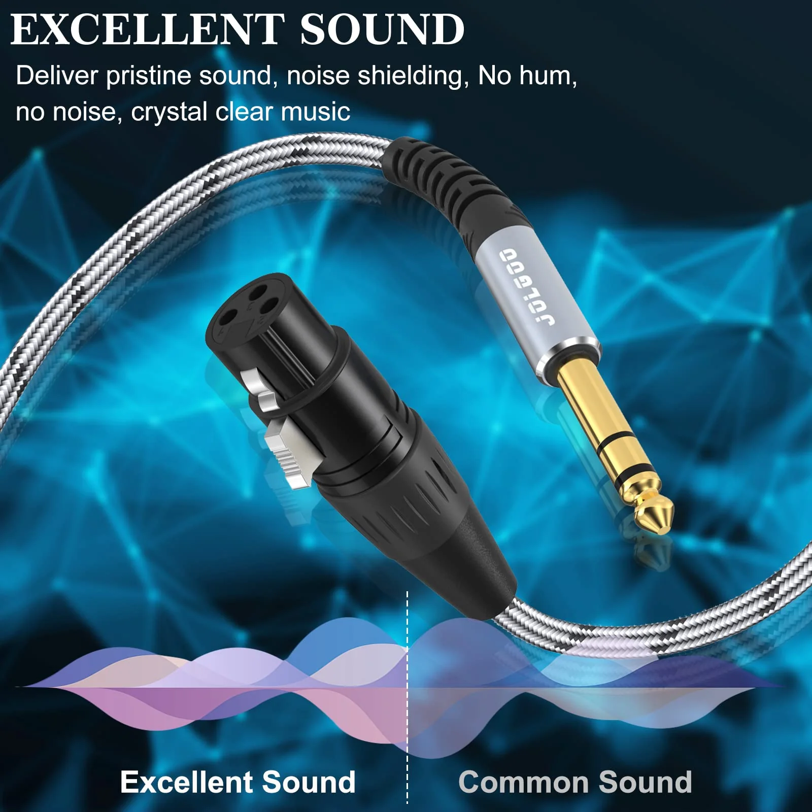 XLR Female to 1/4 Inch 6.35mm TRS Plug Balanced Interconnect Cable, XLR to Quarter inch Cable, 10 Feet, for Microphone,Mixer,Guitar,AMP,Speakers XLR Female to 1/4 TRS Male - Image 6