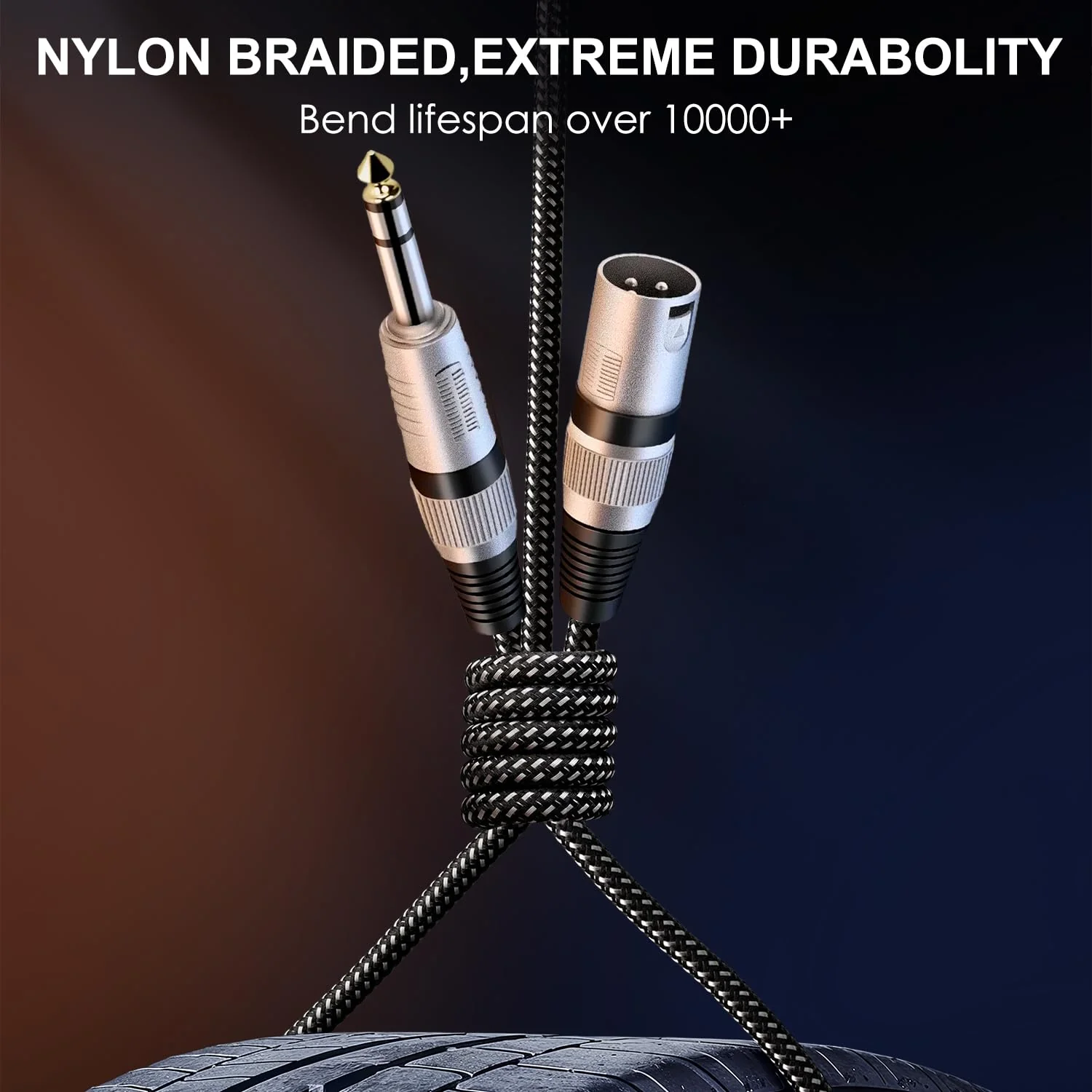 XLR Male to 1/4 Inch TRS Cable 30 FT, Nylong Braided XLR 3 Pin Male to Quarter inch 6.35mm TRS Balanced Interconnect Wire Mic Cord (Pure Copper Conductors) 30FT - Image 2