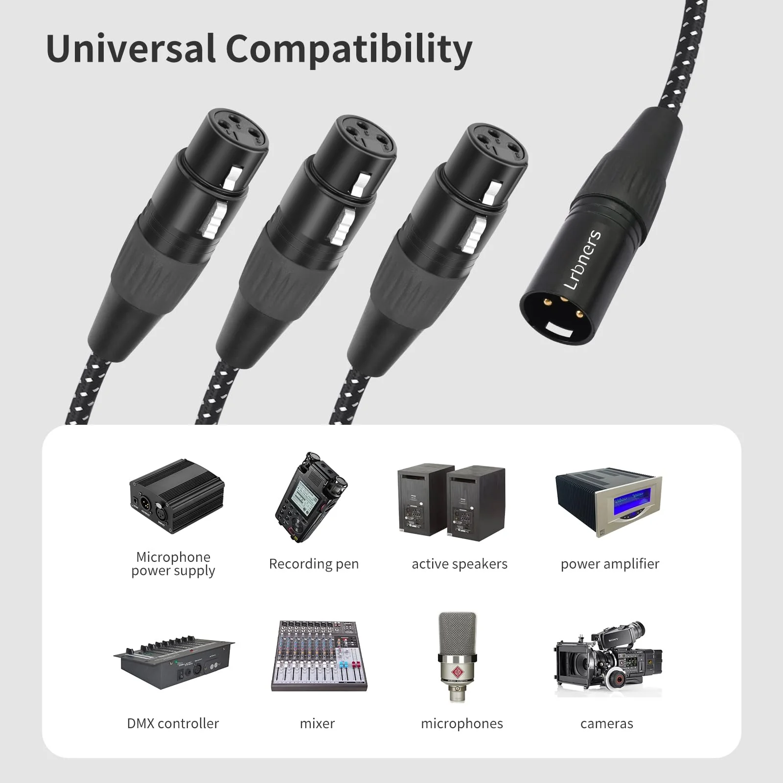 XLR Male to 3 Female Splitter Cable 2FT - Heavy-Duty Metal Braided Y-Spltr, Non-Slip Grip, 3-Way Audio Distribution for Mixers/Mics/PA 1 Male to 3 Female - Image 8