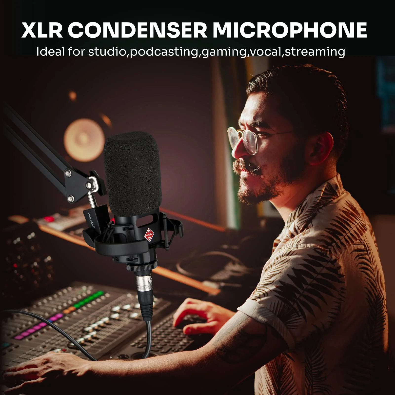 XLR Microphone Cardioid Condenser Microphone XLR with 25mm Large Diaphragm for Computer PC Metal Professional Studio Mic for Recording Podcasting Streaming Gaming ASMR Voice Over Vocals - Image 4