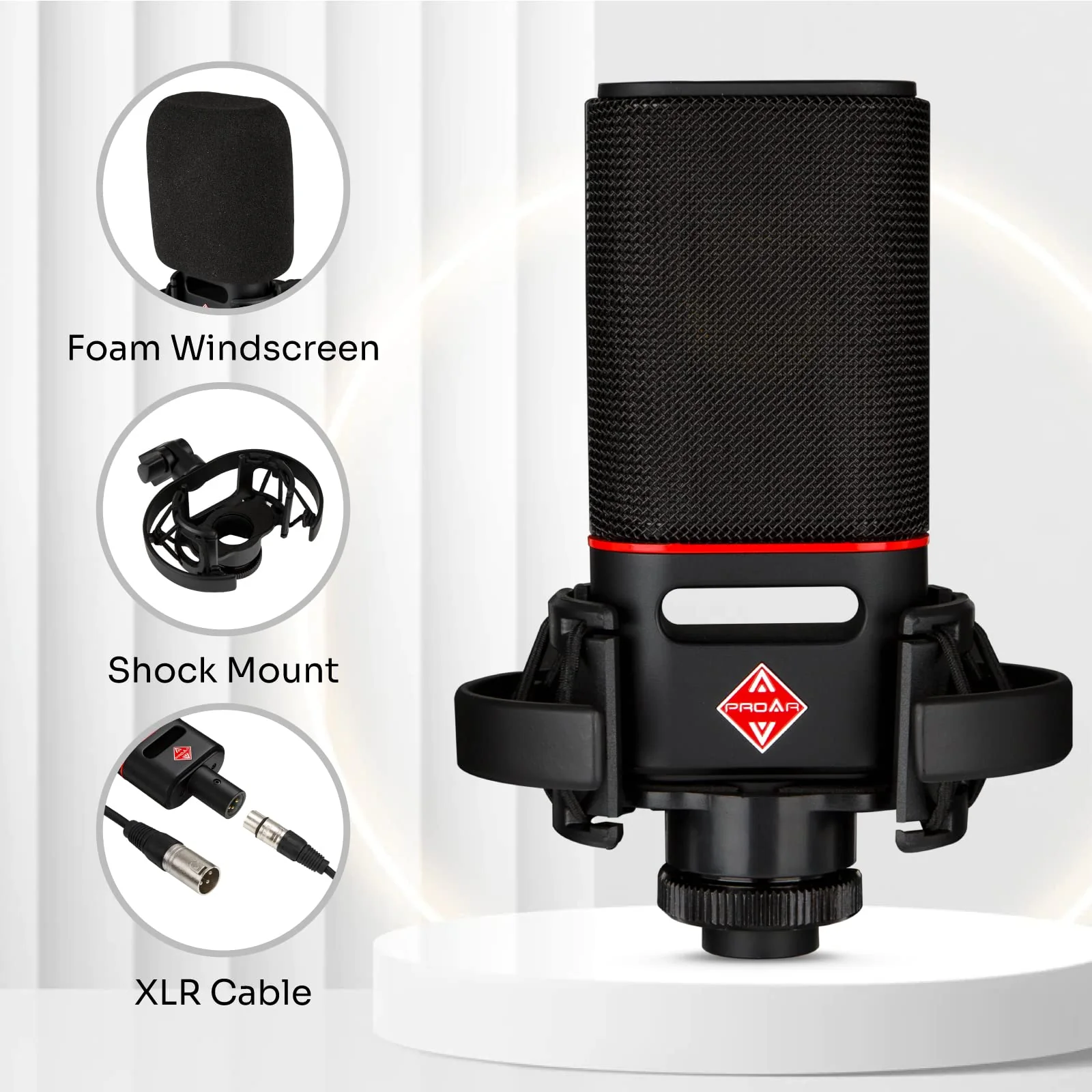 XLR Microphone Cardioid Condenser Microphone XLR with 25mm Large Diaphragm for Computer PC Metal Professional Studio Mic for Recording Podcasting Streaming Gaming ASMR Voice Over Vocals - Image 7