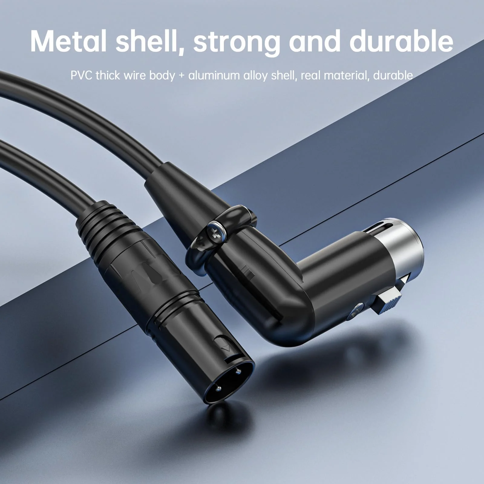 XLR Right-Angle Female to Straight Male Microphone Extension Cable, 90-Degree Female to Straight Male Balanced Cord 3-Pin to 3-Pin, -6.6ft 2Pack 2 6.6FT-XLR Right-Angle Female - Image 5