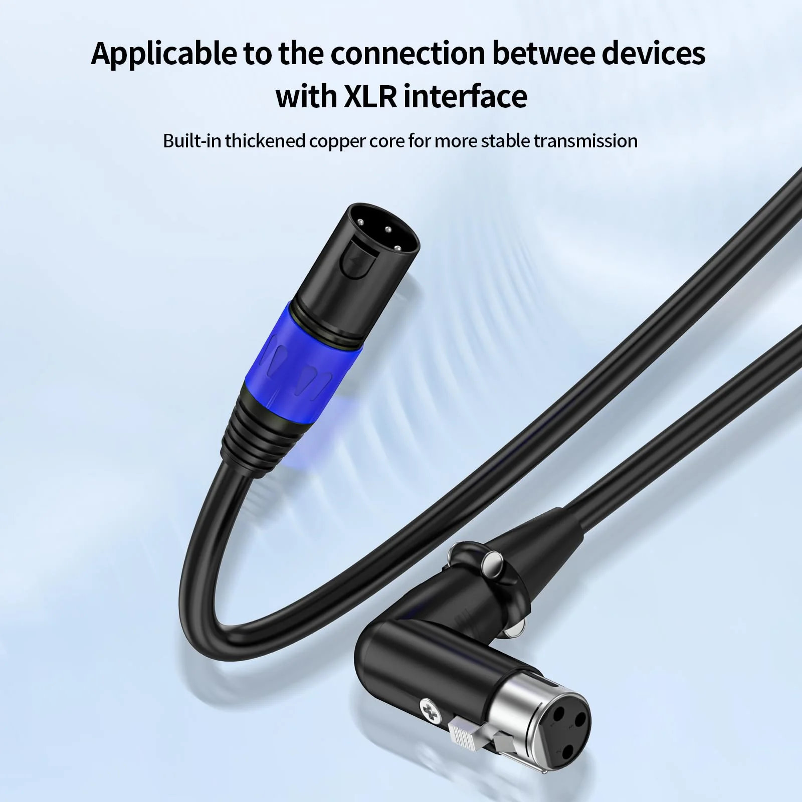 XLR Right-Angle Female to Straight Male Microphone Extension Cable, 90-Degree Female to Straight Male Balanced Cord 3-Pin to 3-Pin, -6.6ft 2Pack 2 6.6FT-XLR Right-Angle Female - Image 9