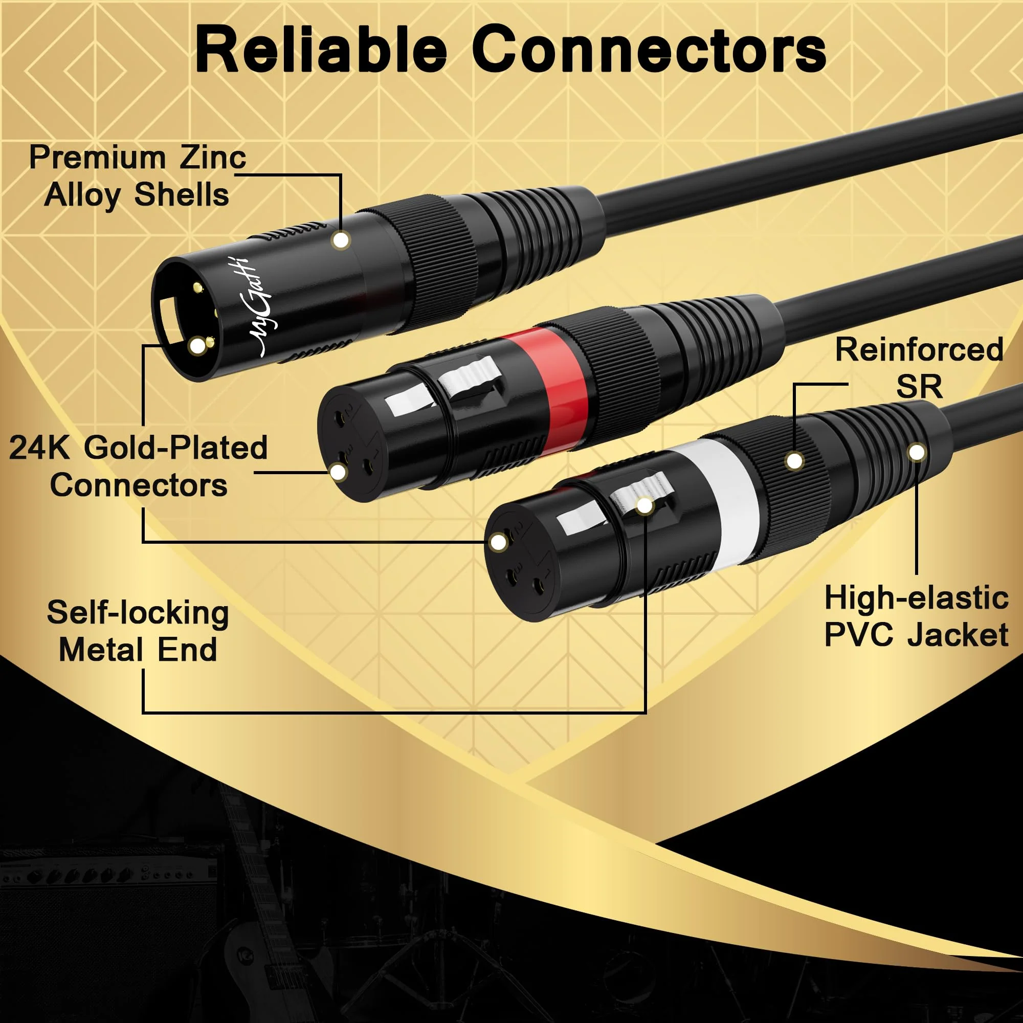 XLR Splitter Y-XLR Cable 100 FT, Gold-Plated 3-Pin XLR Male to Dual XLR Female Patch Y Cable, Bi-Directional Balanced Microphone Adapter Cord, Long 1 XLR to 2 XLR Cable, Oxygen-Free Copper 100FT - Image 2