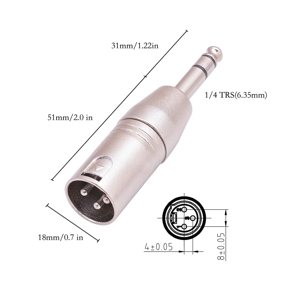 XLR to 1/4 Adapter XLR Female to 1/4 XLR Adapter 6 Pack Zinc Alloy Stereo Mixer Microphone Audio Adapter Connector 6.35mm Female XLR to 1/4 and Male to XLR Female Adapter - Image 2